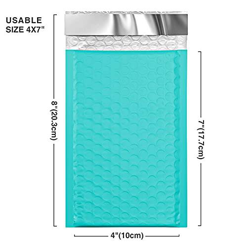 4x8 Bubble Mailer Padded Envelopes - Waterproof & Tear-Resistant Shipping Bags for Ecommerce, Jewelry, Small Items (Teal) - Perfect for Online Sellers, Amazon FBA & eBay Shipping