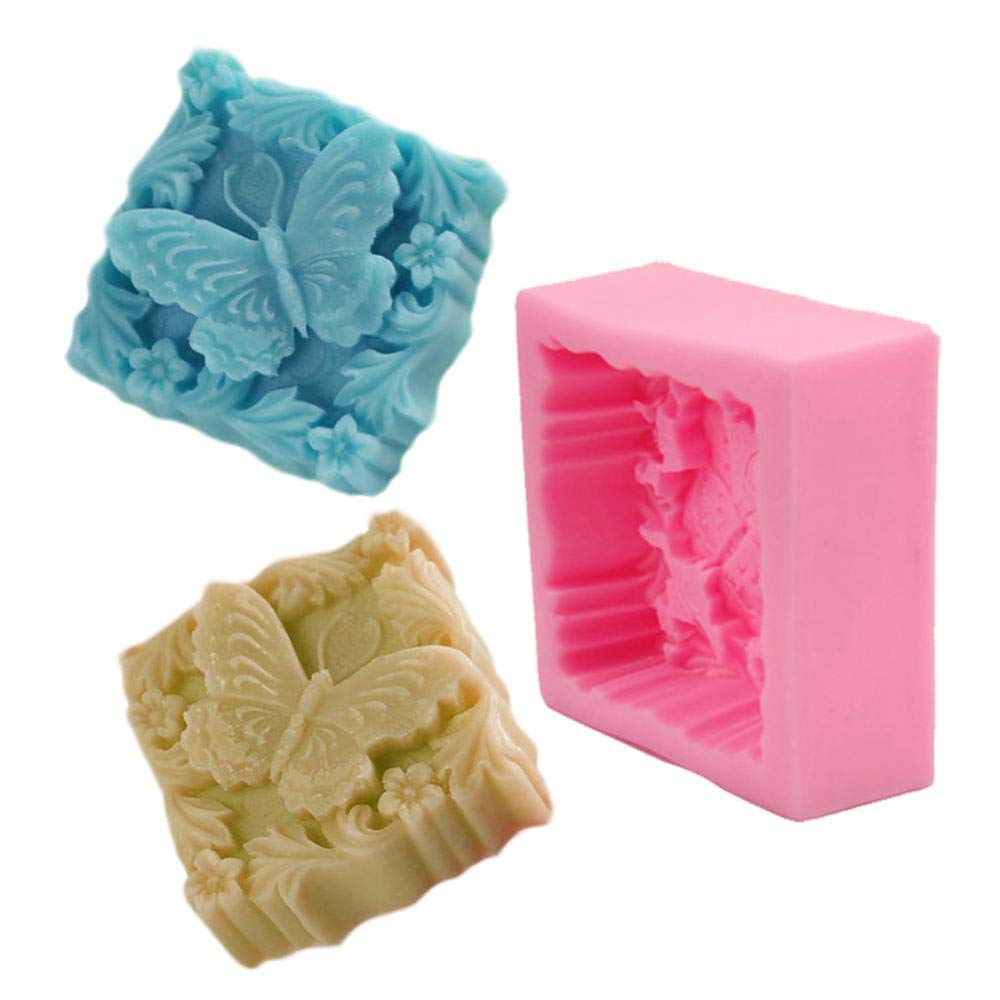 2 Pcs Dragonfly Butterfly Silicone Fondant Molds - Square Handmade Soap & Candle Molds for Mousse, Chocolate, Biscuit, Sugar Crafts - DIY Cake Decorating & Baking Supplies for Home Bakers & Party Desserts