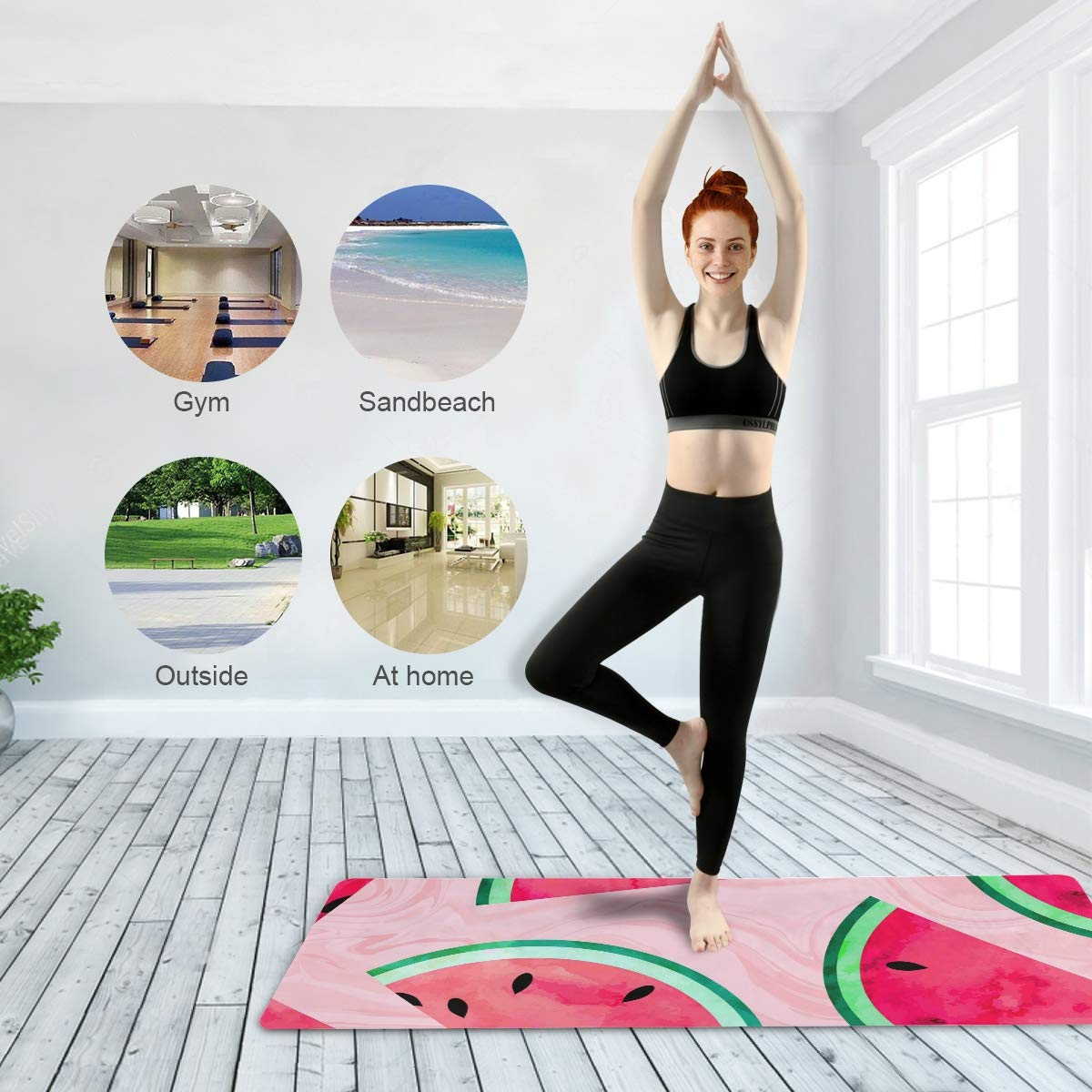 ALAZA Non-Slip Watermelon Slice Yoga Mat - Premium Fitness Exercise Mat for Yoga, Pilates & Floor Workouts - Perfect for Home Gym, Studio & Outdoor Yoga Sessions