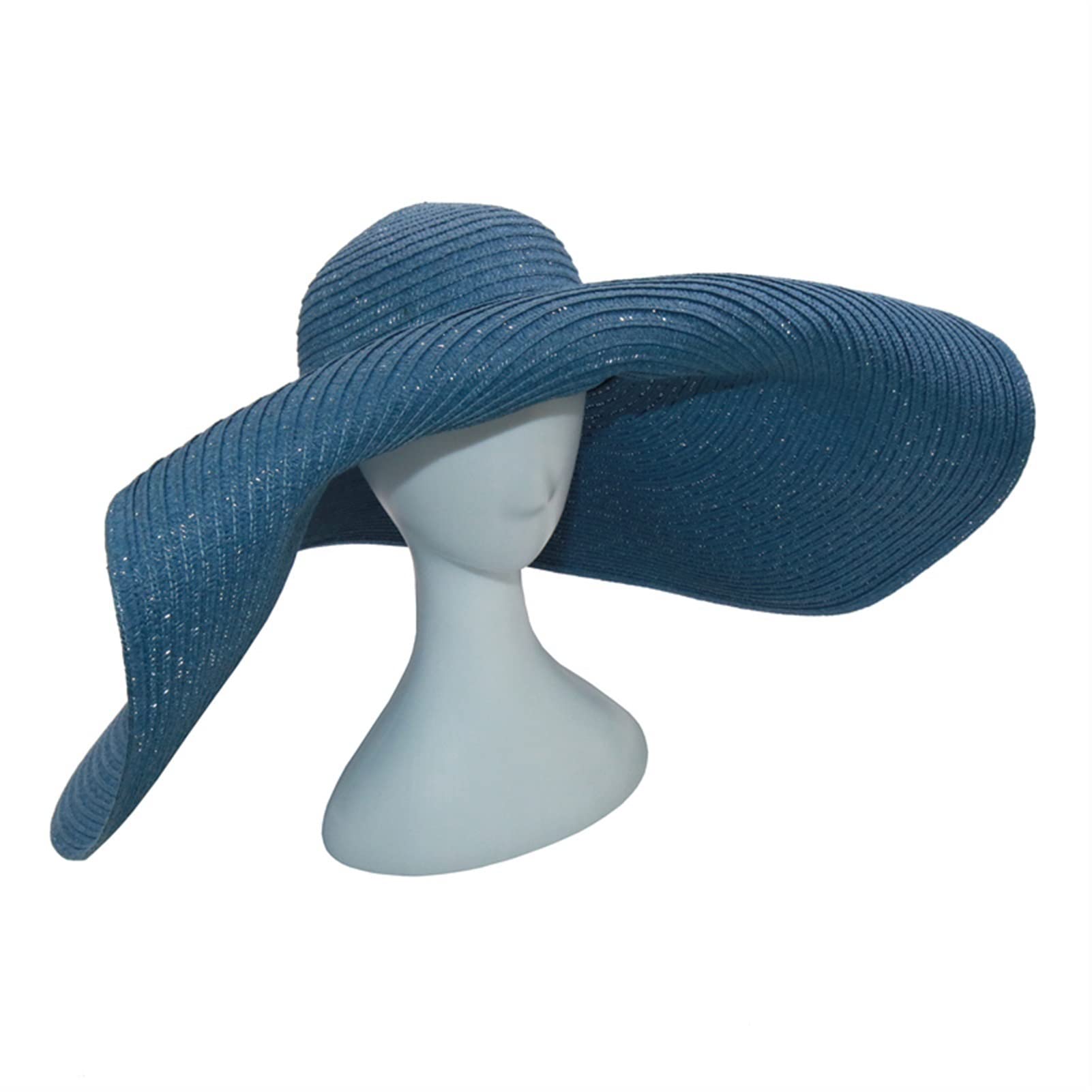 Women's Oversized Floppy Beach Hat - Foldable Summer Sombrero Sun Visor for Vacation, Travel & Outdoor Activities (Denim, One Size) | UV Protection Wide Brim Hat for Pool, Garden & Beach Parties