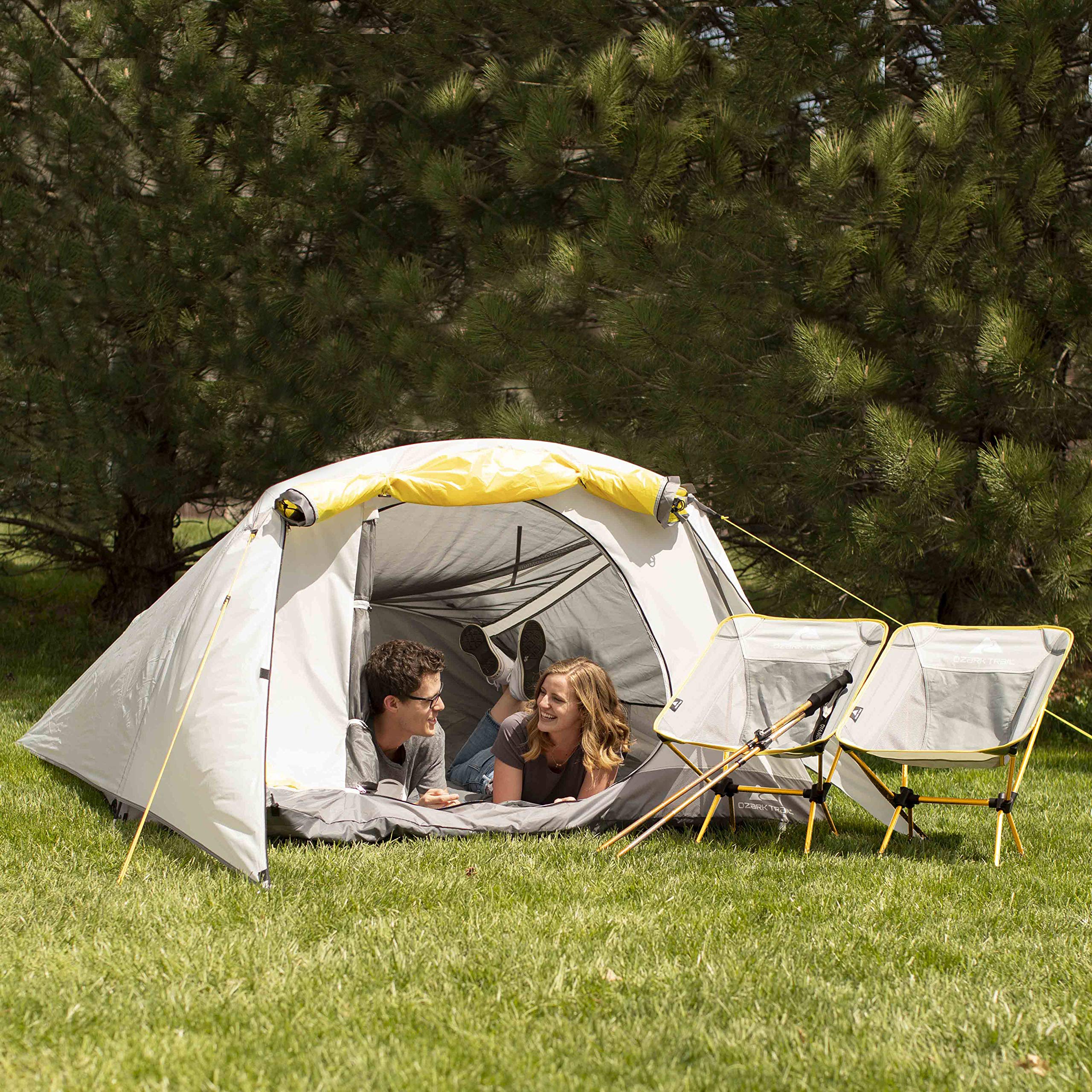 Ozark Trail 3-Person Camping Tent with Rainfly & Carry Bag - Lightweight Backpacking Tent for Family Camping, Hiking & Outdoor Adventures