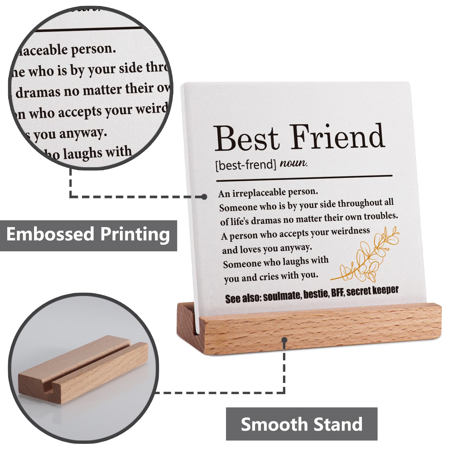 Best Friend Definition Gifts for Women - Thoughtful Birthday & Friendship Present for Her - Thank You Gift Idea - BFF Bestie Desk Decor Plaque Sign - Perfect for Office, Home Decor & Special Occasions