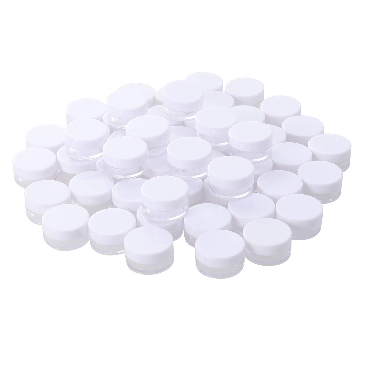 Beaupretty 50pcs 3g Clear Travel Bottles for Lotion & Makeup Samples - Mini Empty Containers with White Caps - Bulk Travel-Size Bottles for Toiletries, Cosmetics, Skincare (Perfect for Travel, Hotels, Gym & Sample Distribution)
