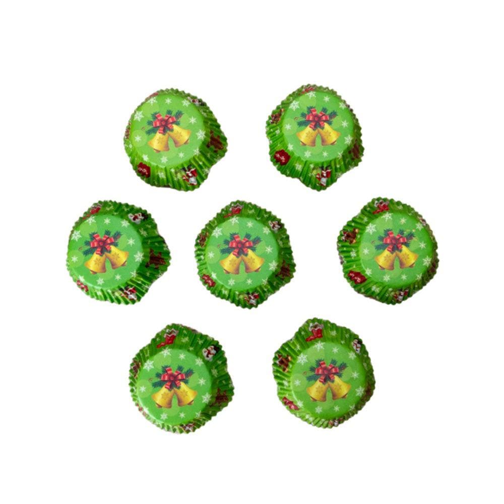 Festive Christmas Bells Petal-Shaped Cupcake Wrappers & Liners - Standard Size for Holiday Baking, Party Decorations & Gift Packaging
