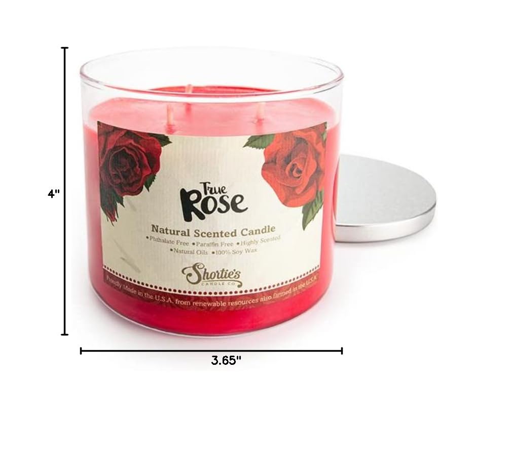 True Rose Highly Scented Natural 3-Wick Soy Candle - 14.5oz | Phthalate & Paraben Free, Clean Burning with Essential Fragrance Oils | Perfect for Relaxation, Aromatherapy & Home Decor