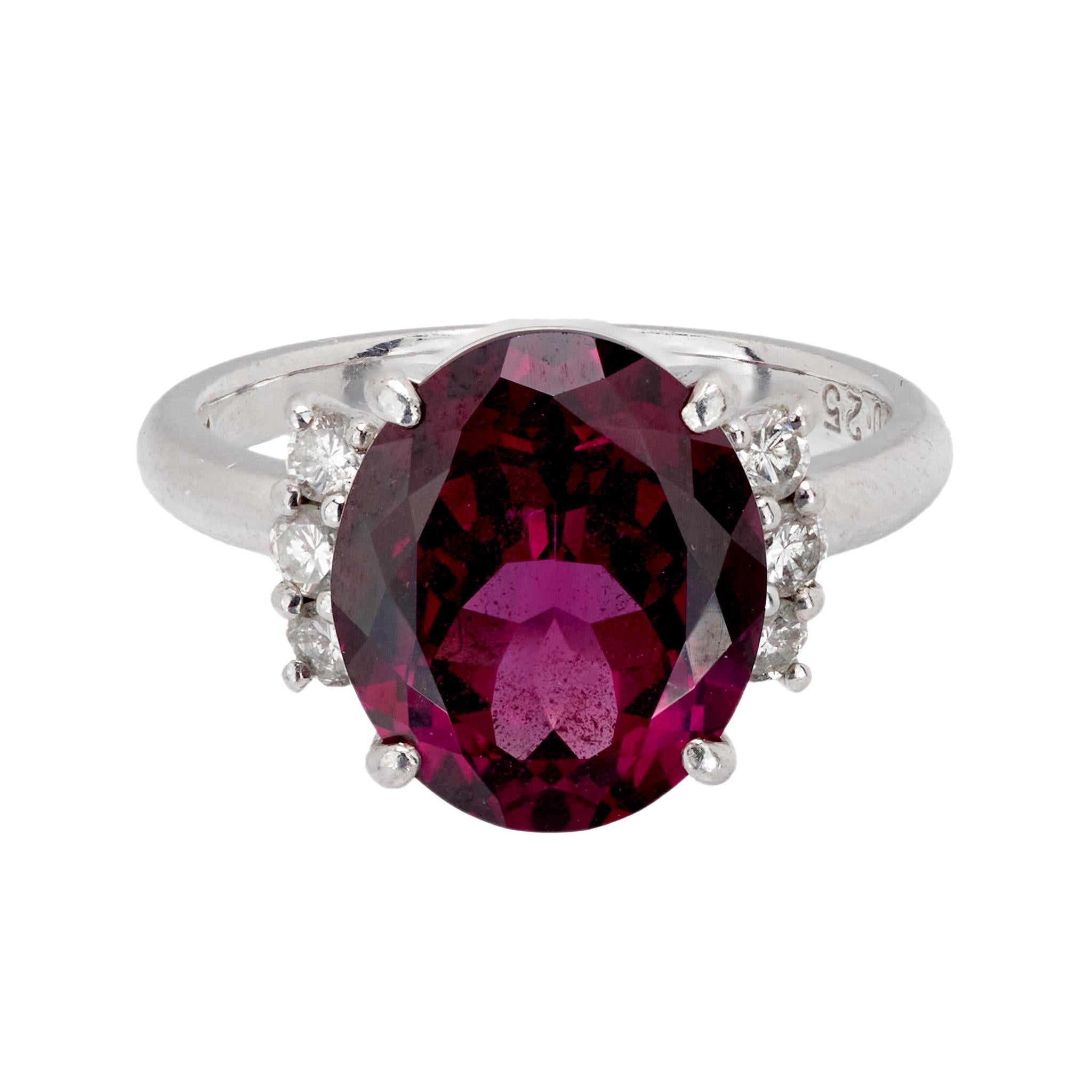 Vintage 5.27 Carat Garnet Diamond Platinum Ring - Elegant Antique Jewelry for Weddings, Anniversaries & Special Occasions