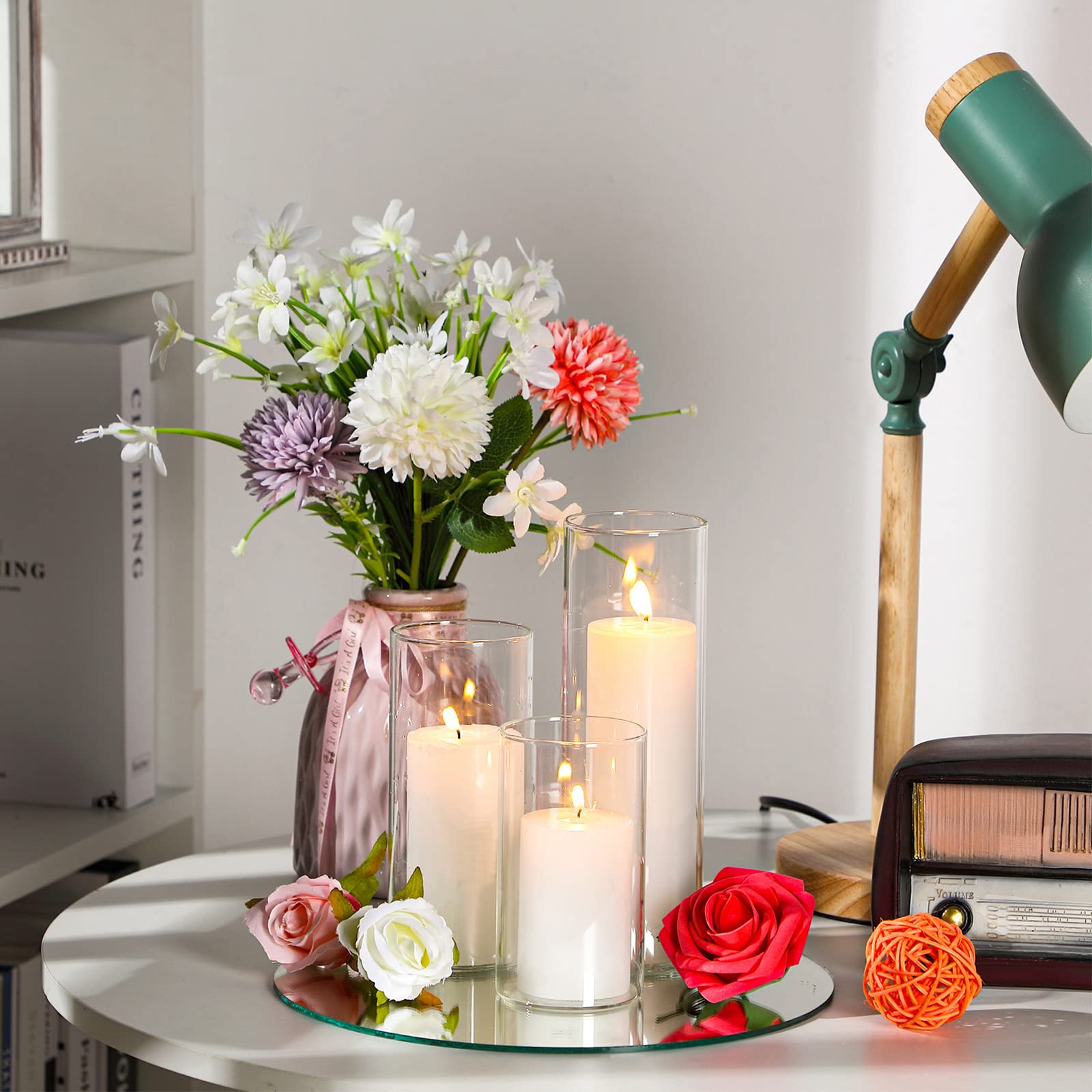 Shihanee 108 Pcs Pillar Candles with Glass Vases - Wedding & Home Decor