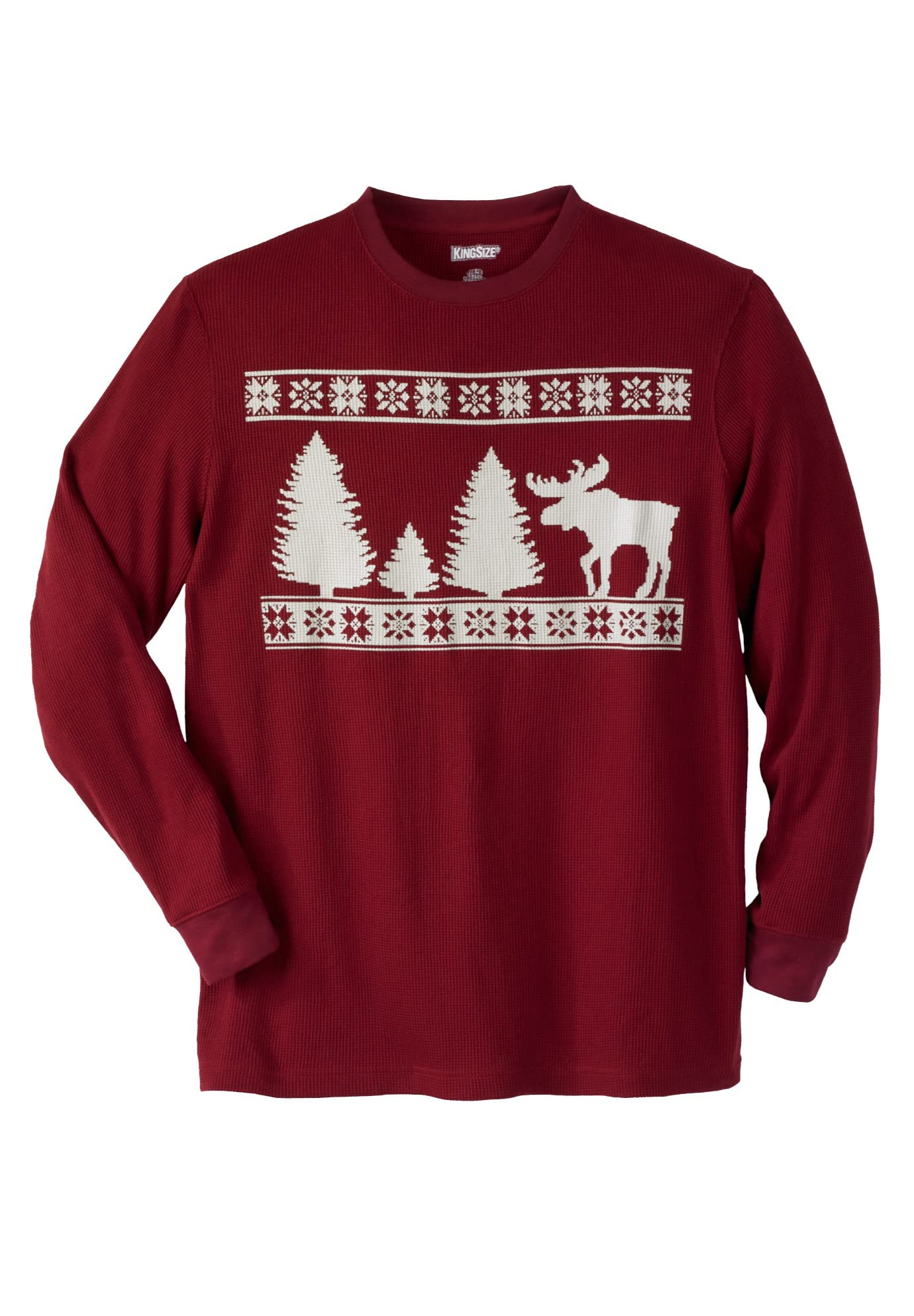 KingSize Men's Big & Tall Waffle-Knit Thermal Crewneck Tee - 7XL, Moose Brown - Warm Winter Base Layer for Cold Weather & Outdoor Activities