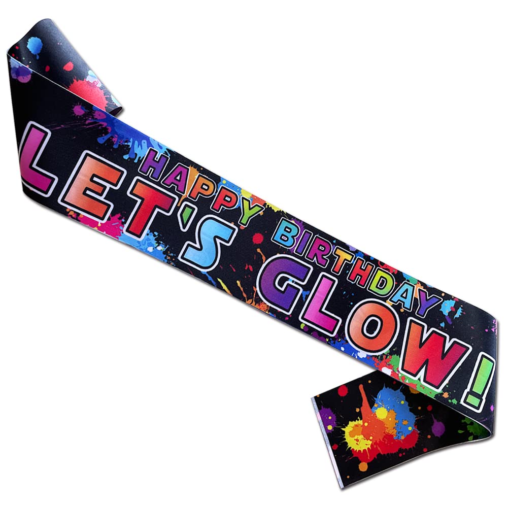 Glow Neon Birthday Party Decorations - Happy Birthday Sash & Party Supplies for Glowing Themed Celebrations | Perfect for Birthday Anniversaries, Night Parties & Neon-Themed Events