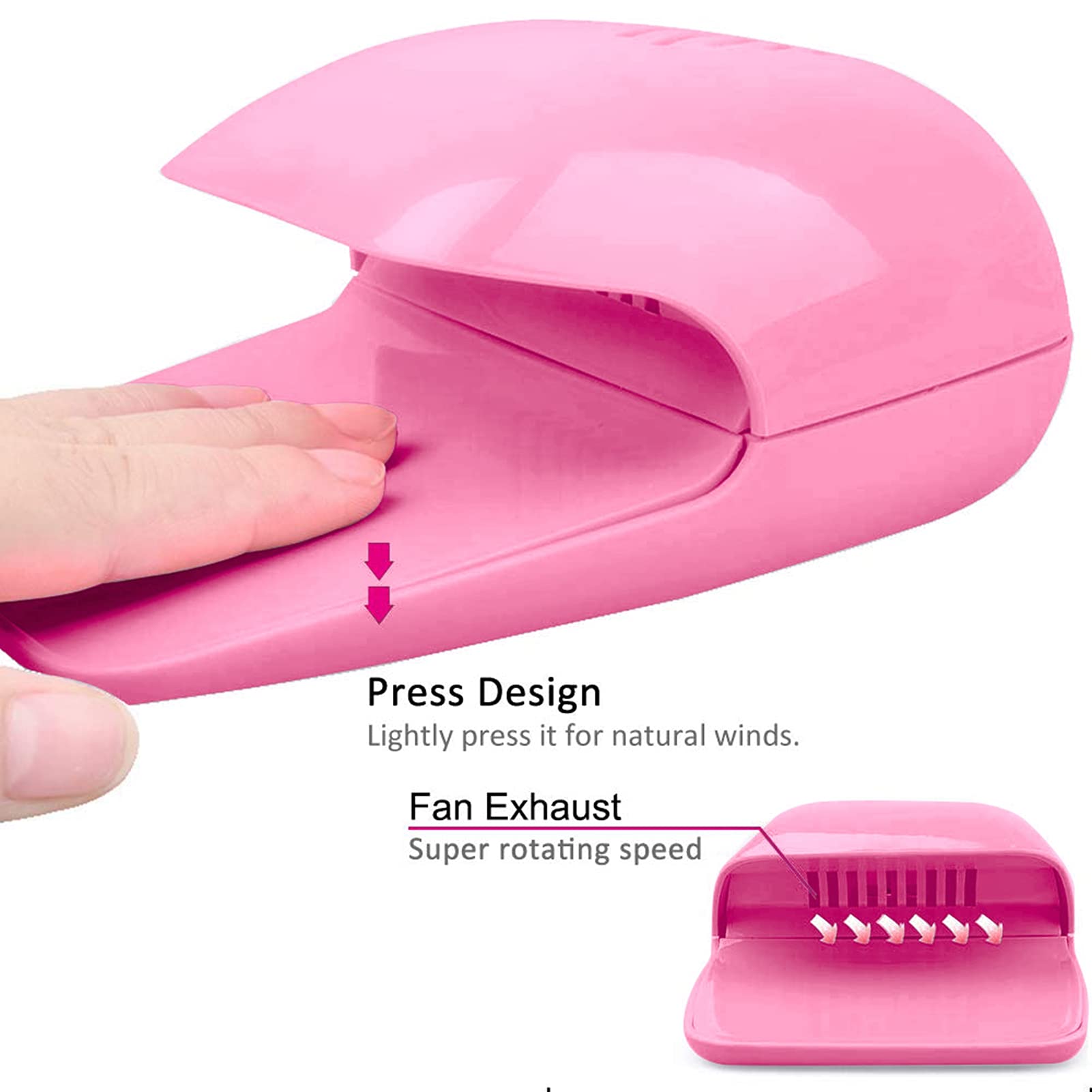 Portable Nail Dryer Fan - Quick Drying Nail Polish Cooler for Home & Salon Use - Fast Airflow Nail Art Dryer for Gel, Acrylic & Regular Polish - Perfect for Manicures, Pedicures & Nail Art Sessions