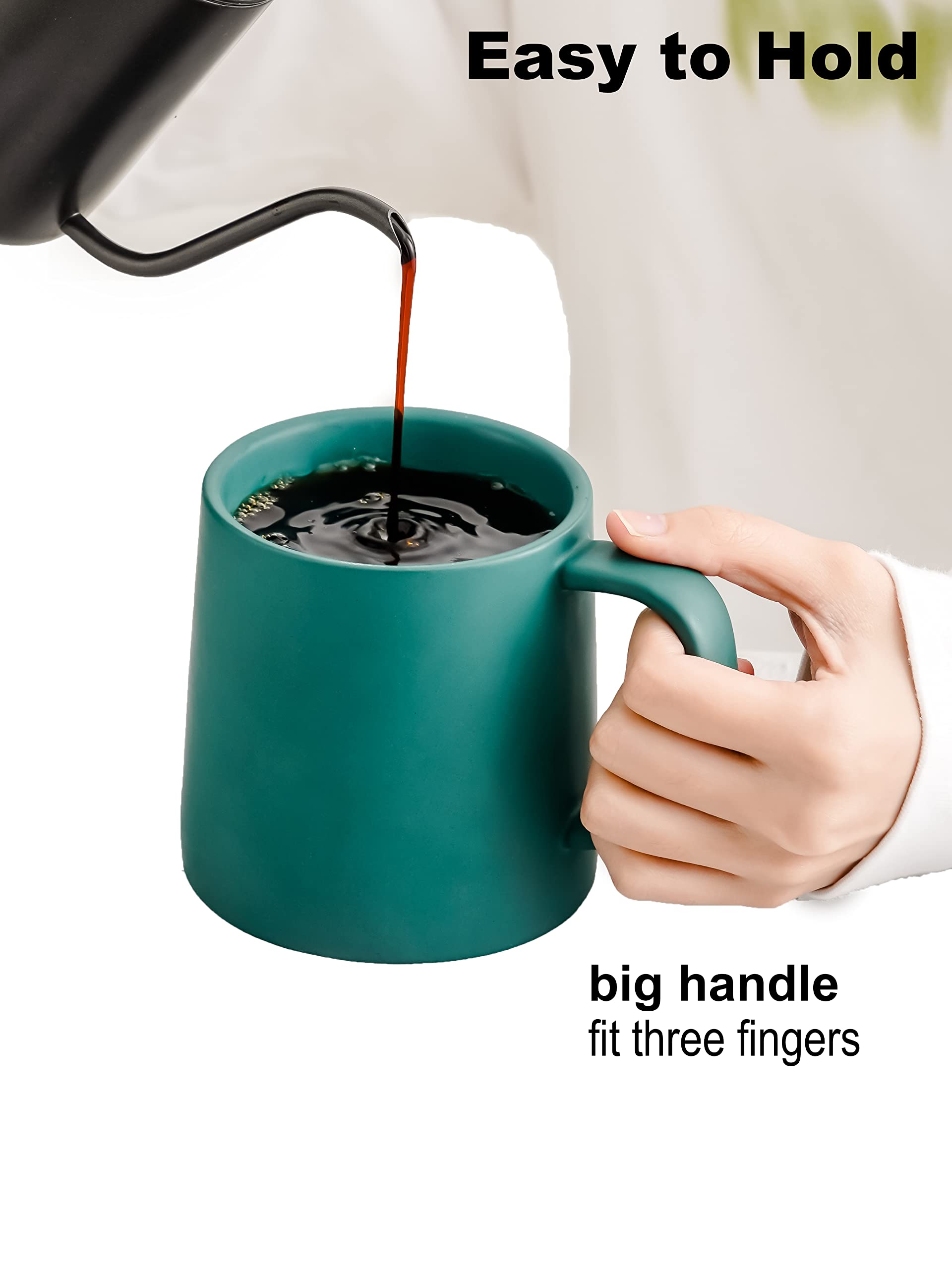16 Oz Ceramic Coffee Mugs - Matte Mint Blue Solid Color Coffee Cup (Set of 1) - Perfect for Home, Office & Gifts - Durable & Stylish Drinking Mug for Coffee, Tea & Hot Beverages