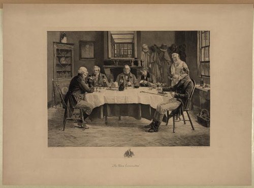 Vintage Wine Committee Photo - Men Gathering Around Table Drinking Alcohol - HistoricalFindings - Perfect for Home Decor, Bars & Historical Collections