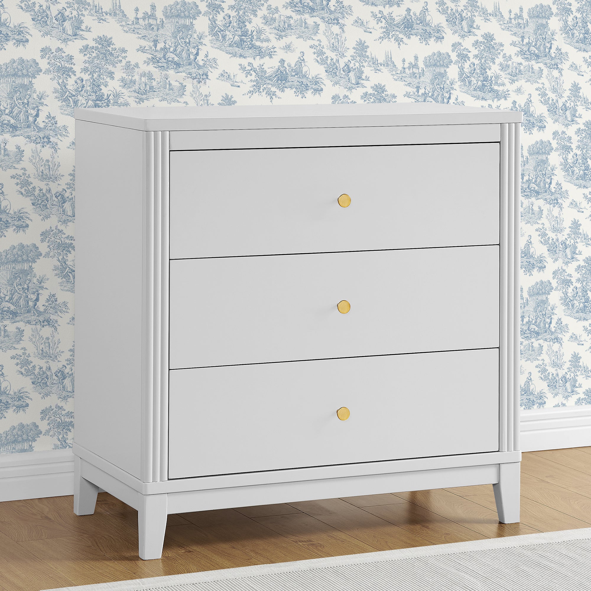 Eloise 3 Drawer Dresser with Changing Top & Interlocking Drawers - Nursery Storage Solution for Baby Clothes, Diapers & Essentials | Modern Baby Changing Table & Dresser Combo for Nursery Organization