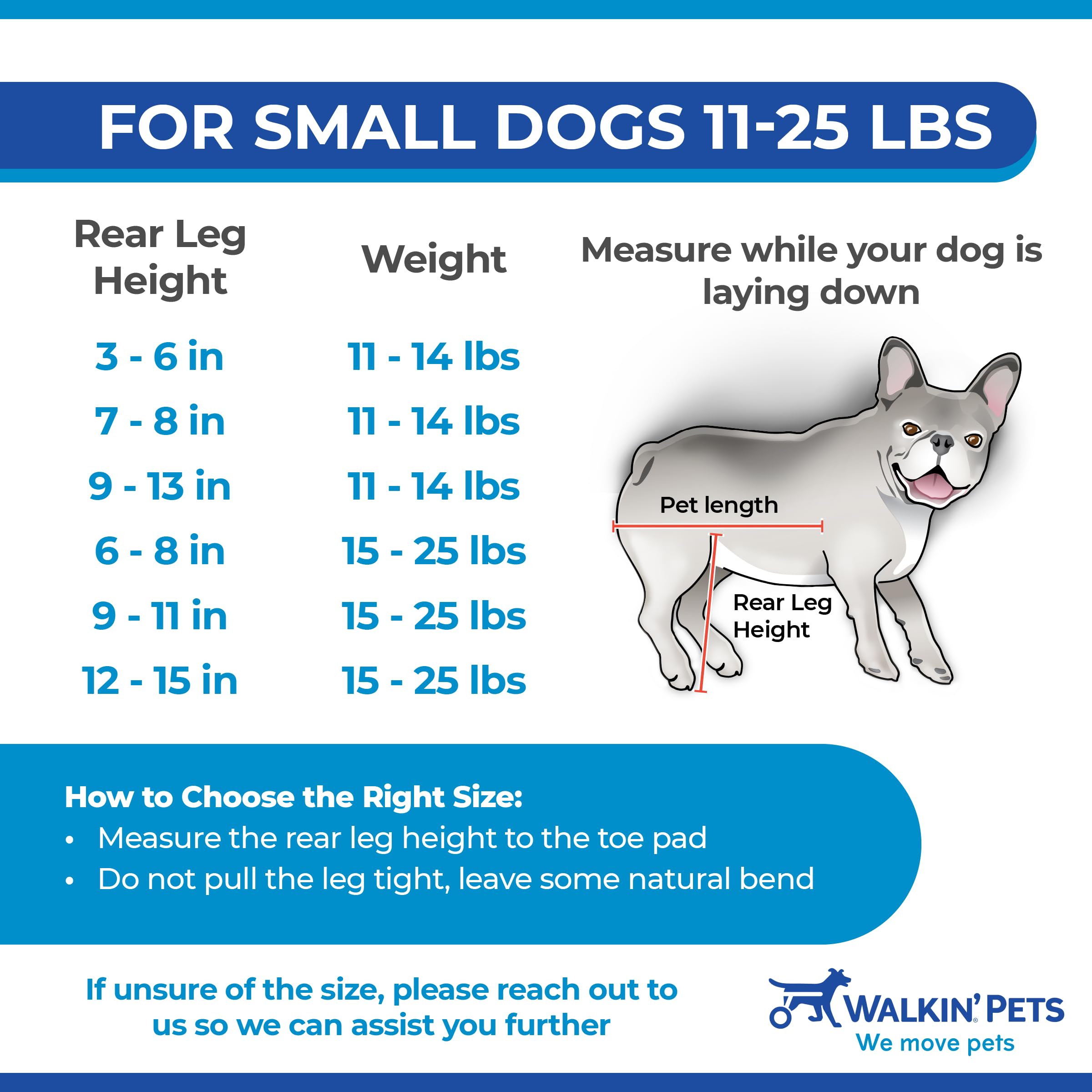 Walkin' Wheels Small Dog Wheelchair for Back Legs - Lightweight & Adjustable (15-25 lbs, 12-15