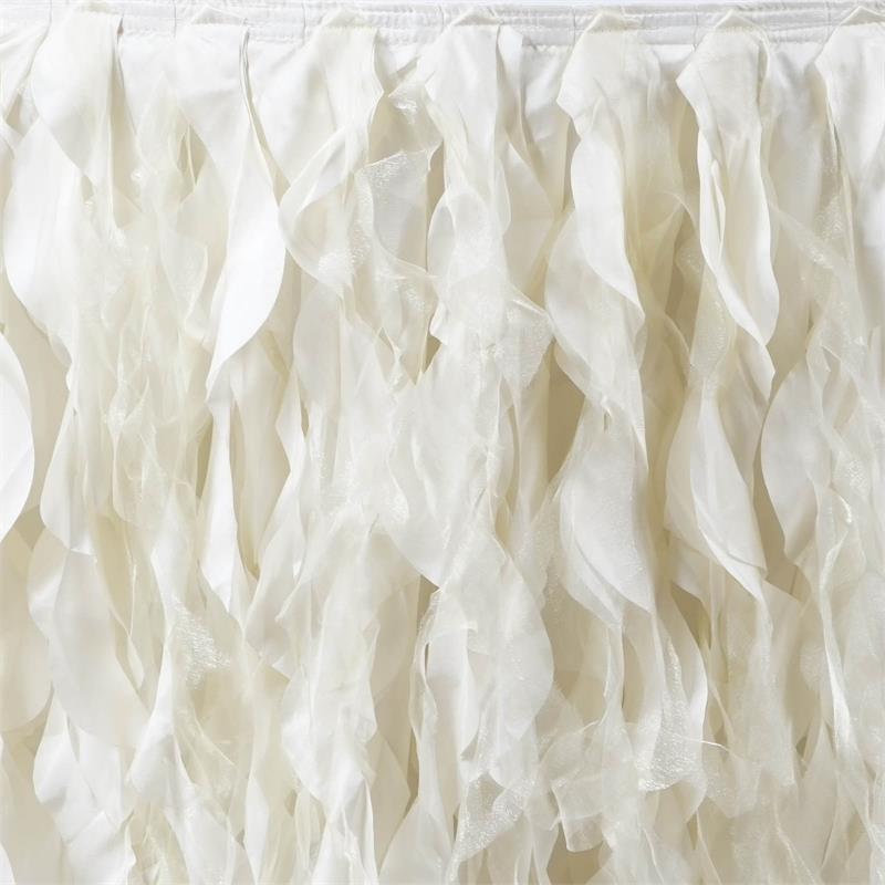 Elegant Taffeta Curly Table Skirt for Weddings, Parties & Events - Washable Polyester Table Cover with Ruffled Hem for Banquet Decorations
