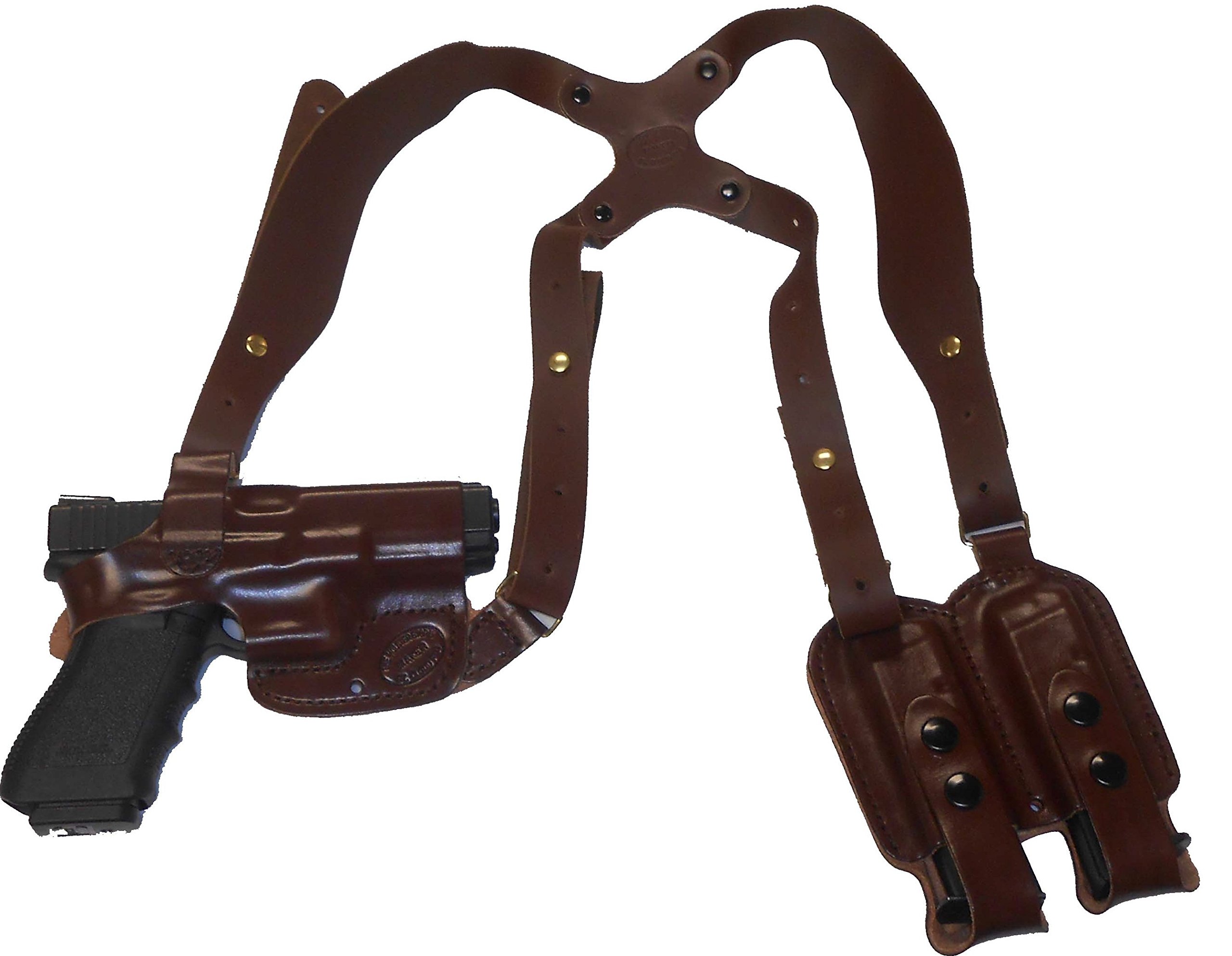 Smith & Wesson Shield with Crimson Trace Laserguard - Right Hand Brown Leather Shoulder Holster for Concealed Carry | Horizontal Carry Comfort for Everyday Use & Outdoor Activities