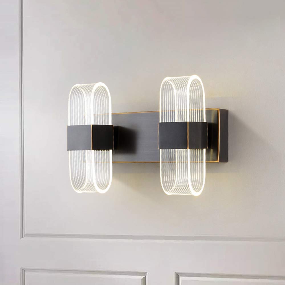 PEHUB Minimalist Modern LED Wall Lamp - Pure Copper Finish, Dimmable Bedside Light for Living Room, Study, Hallway & Staircase - Warm White Decorative Lighting for Home & Office Use