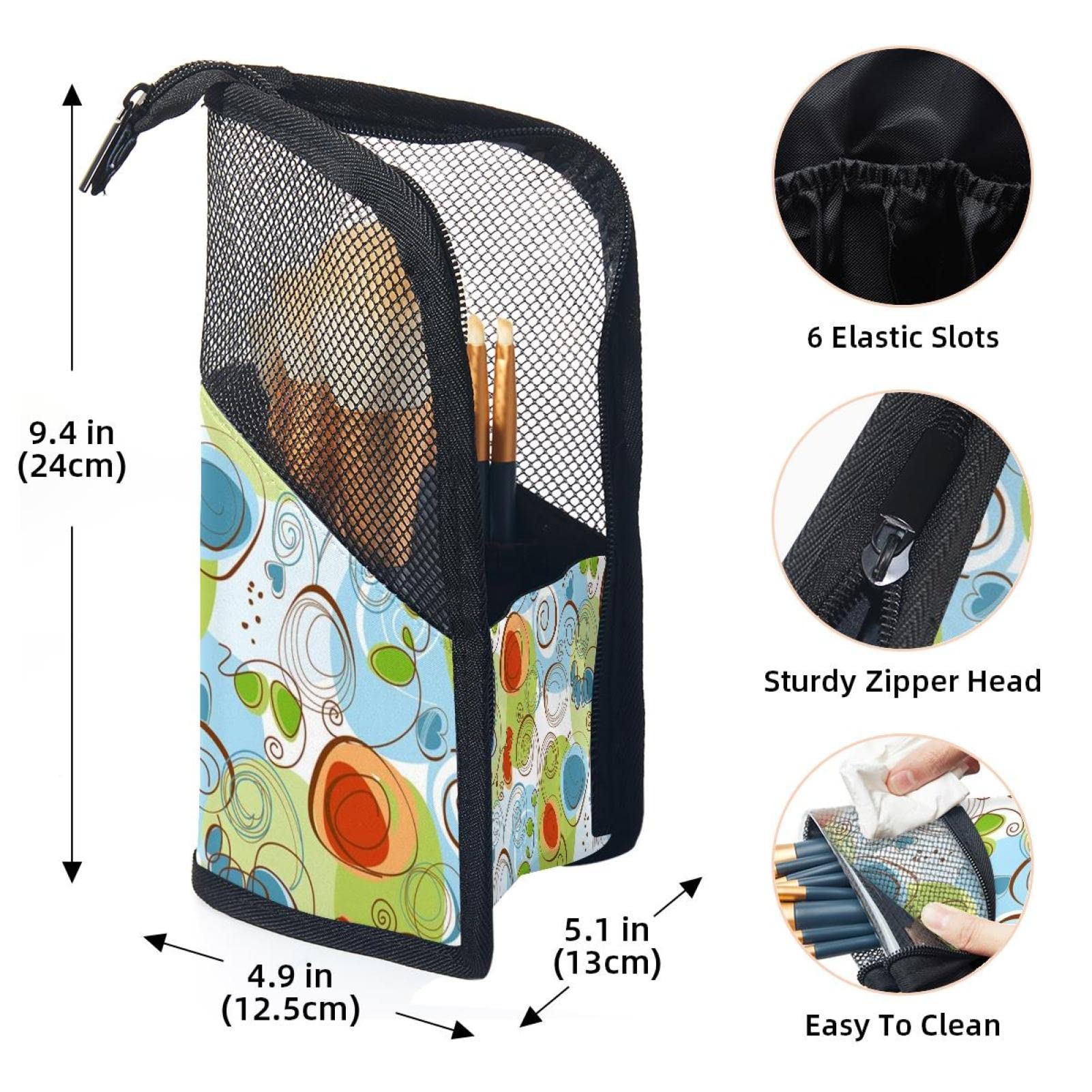 12-Piece Makeup Brush Set with Geometric Abstract Swirl Organizer Bag - Portable Brush Holder Case for Travel & Professional Makeup Artists