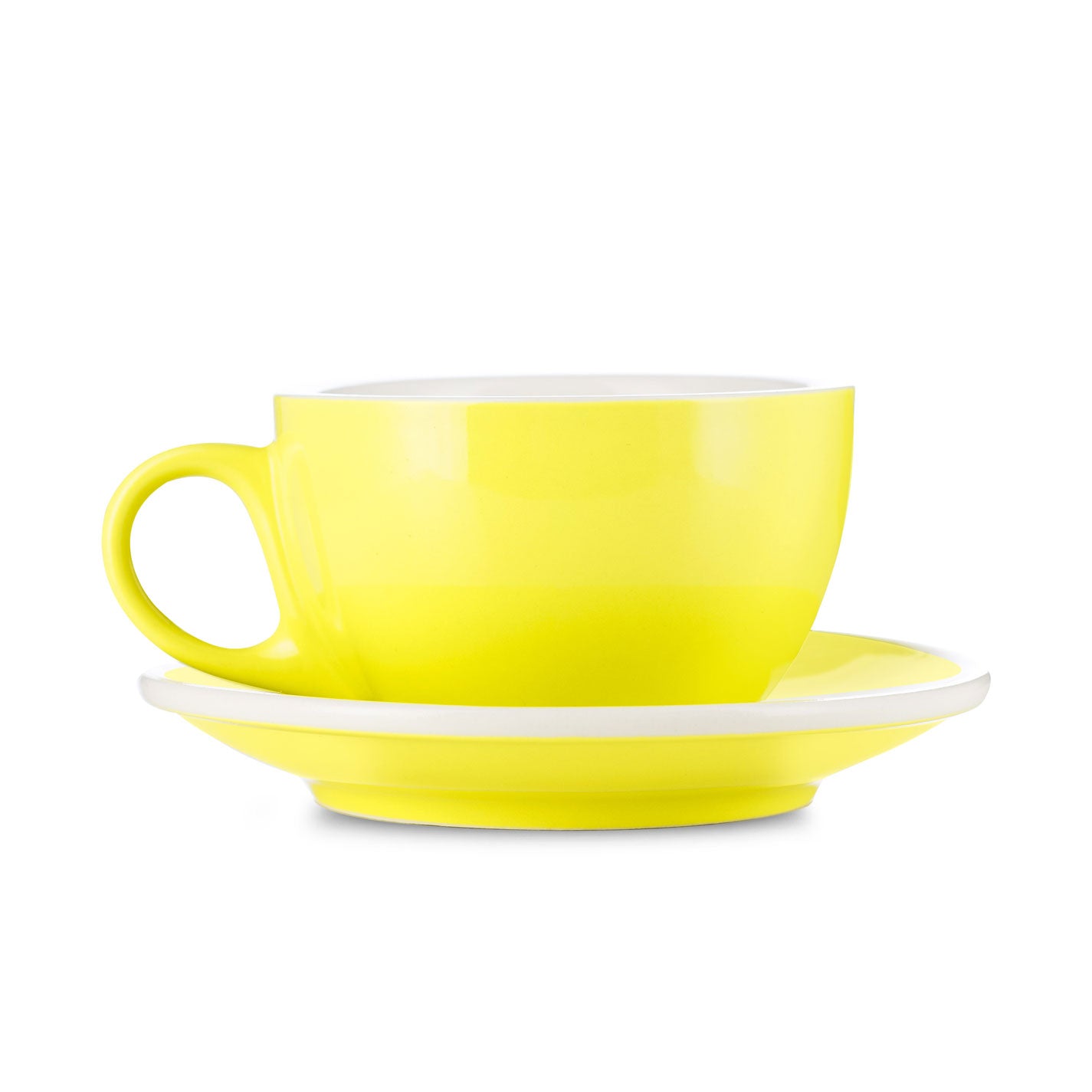 Premium Espresso Parts Porcelain Cappuccino Cup & Saucer Set - 6oz/195ml, Vibrant Yellow - Perfect for Home Coffee Bars, Cafés & Italian-Style Breakfasts