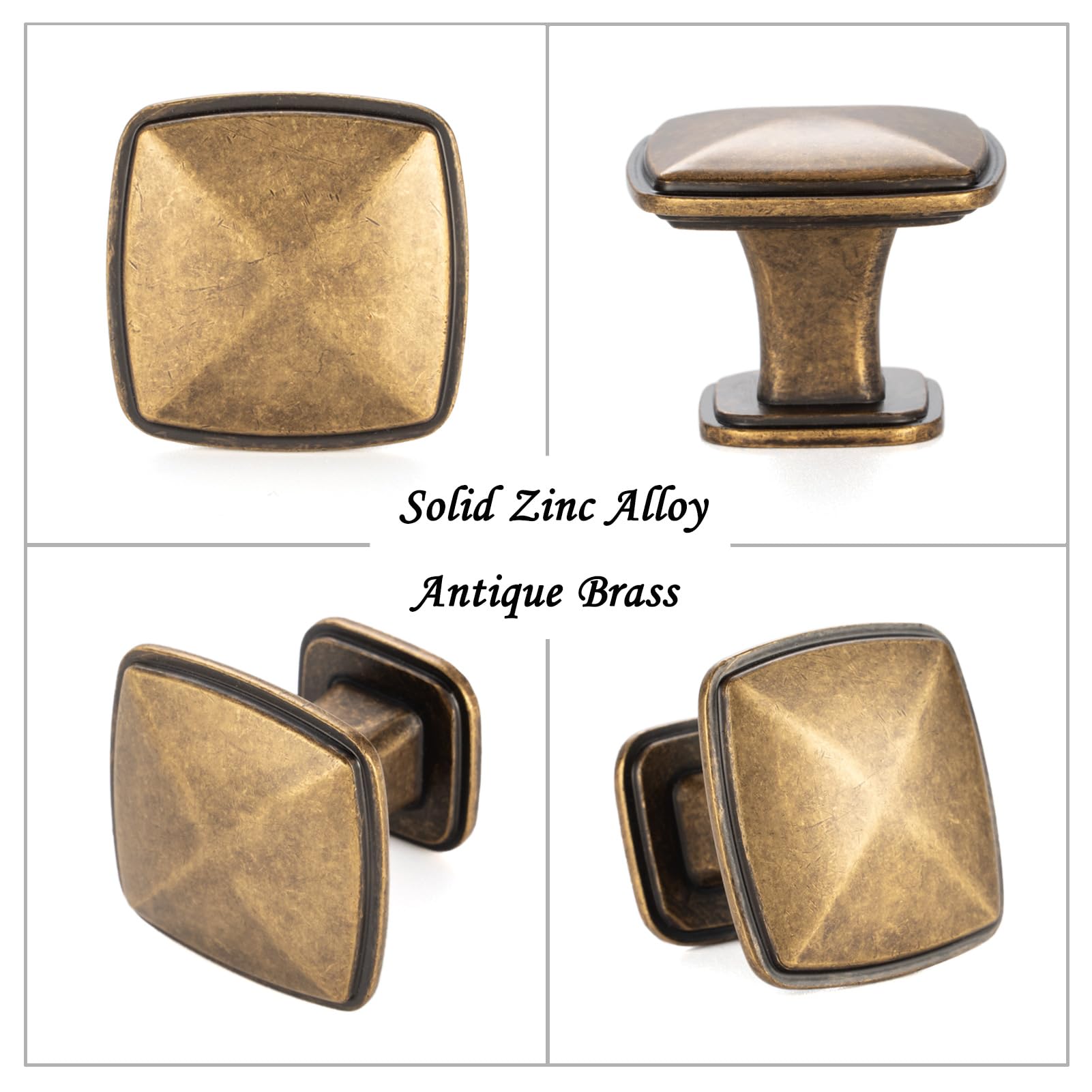 Vintage Antique Brass Cabinet Knobs - Pack of 10 | Retro Kitchen & Bathroom Hardware for Drawers & Doors