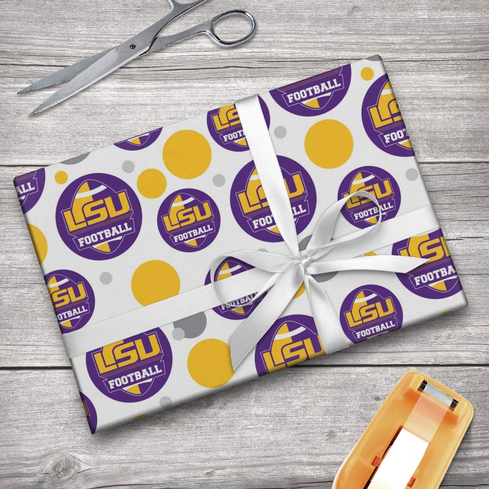 Premium LSU Tigers Football Themed Gift Wrap Roll - Perfect for Birthday, Christmas & Game Day Presents - 24