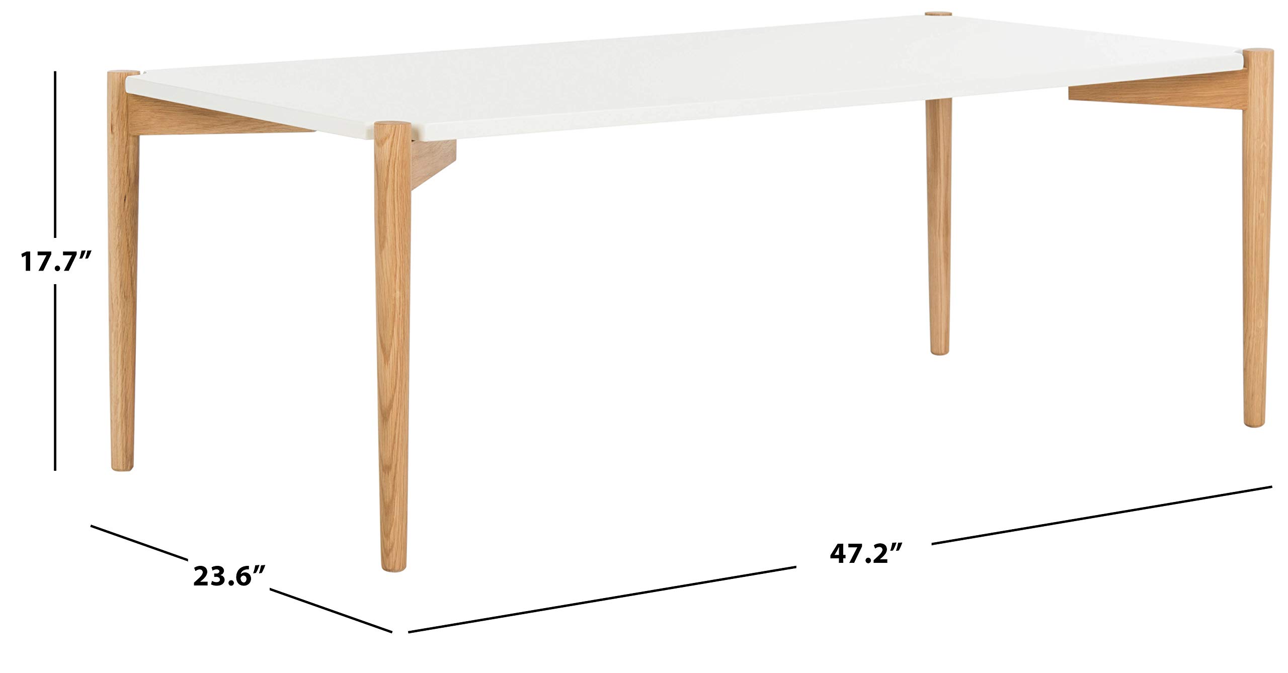 SAFAVIEH Modern Coffee Table - White & Natural Wood Finish, Round Living Room Table for Small Spaces, Perfect for Apartments, Condos & Home Decor