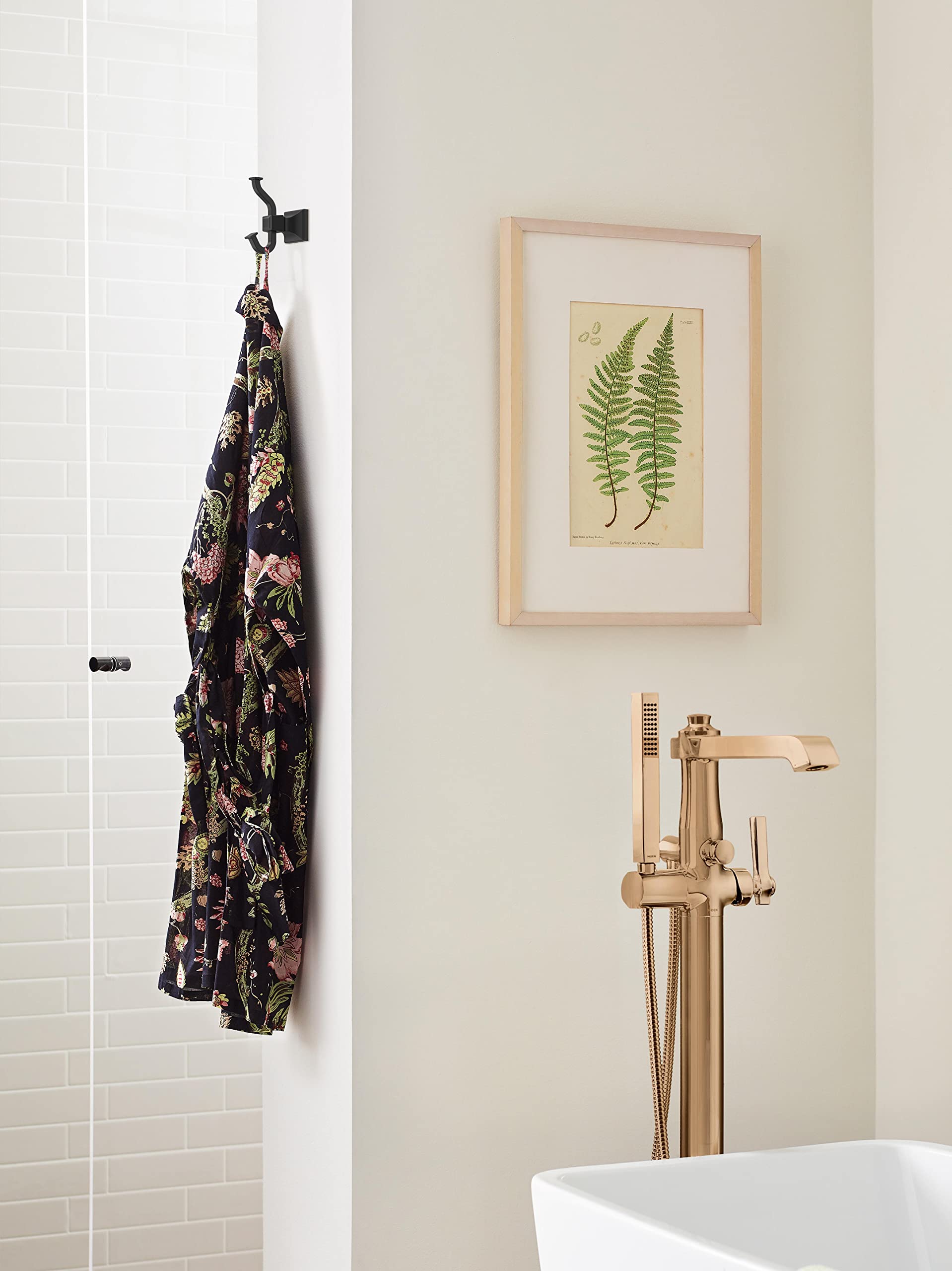 Amerock BH36020MB Matte Black Single Robe Hook - 4-1/4 Inch (108mm) Bathroom Towel Holder - Modern Mulholland Design - Durable Bath Accessory for Hanging Robes, Towels & Clothes - Perfect for Bathrooms, Spas & Bedrooms