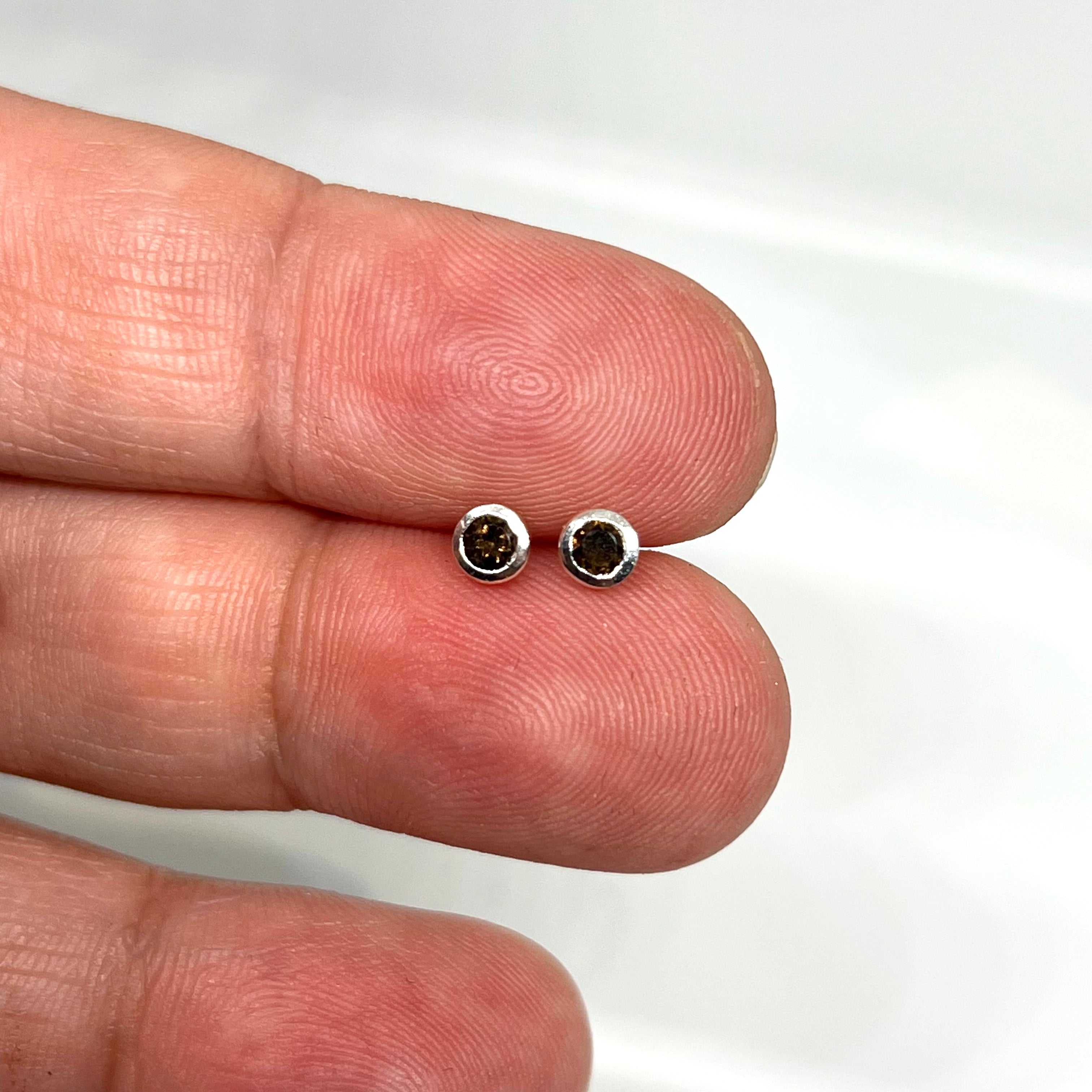 3mm Round Faceted Gemstone Bezel Set Stud Earrings - PSE004 | Elegant Everyday Jewelry for Women, Perfect for Work, Parties & Special Occasions