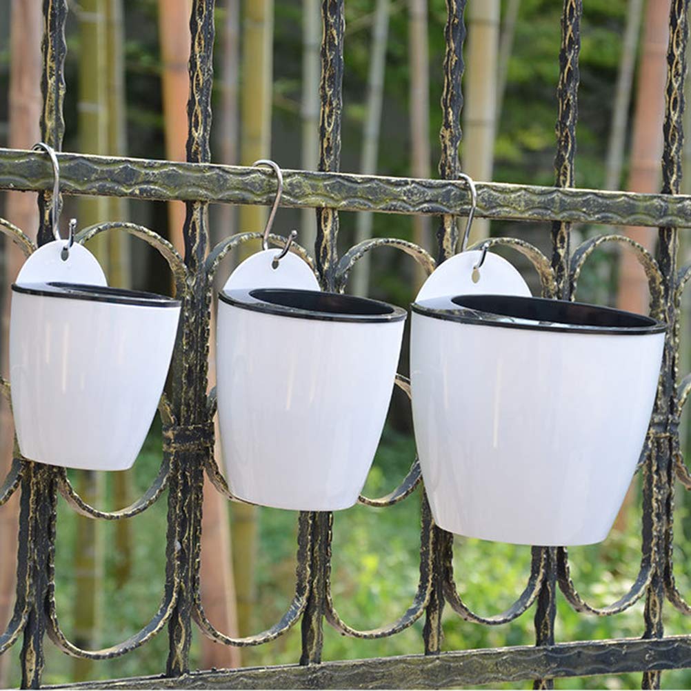 5pcs White Plastic Self-Watering Flower Pots for Roses, Succulents, Bonsai - Automatic Planters for Desktop, Home Decor, Office & Garden Use