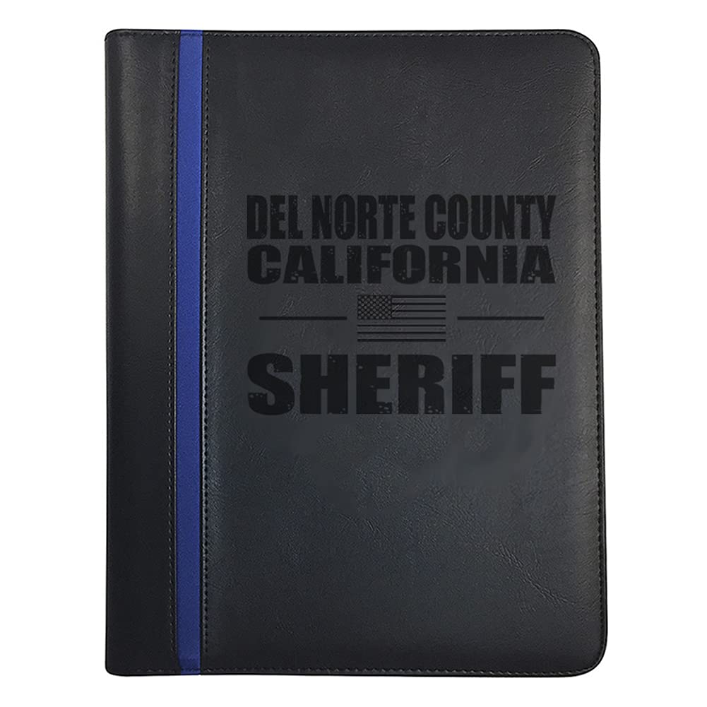 California Del Norte County Deputy Sheriff Padfolio - Thin Blue Line Portfolio with Deputy Sheriff Prayer Print, 3 Police Laptop Stickers & Car Magnet | Perfect for Law Enforcement Professionals, Police Officers & First Responders | Office Organization, Note Taking & Police Appreciation Gifts