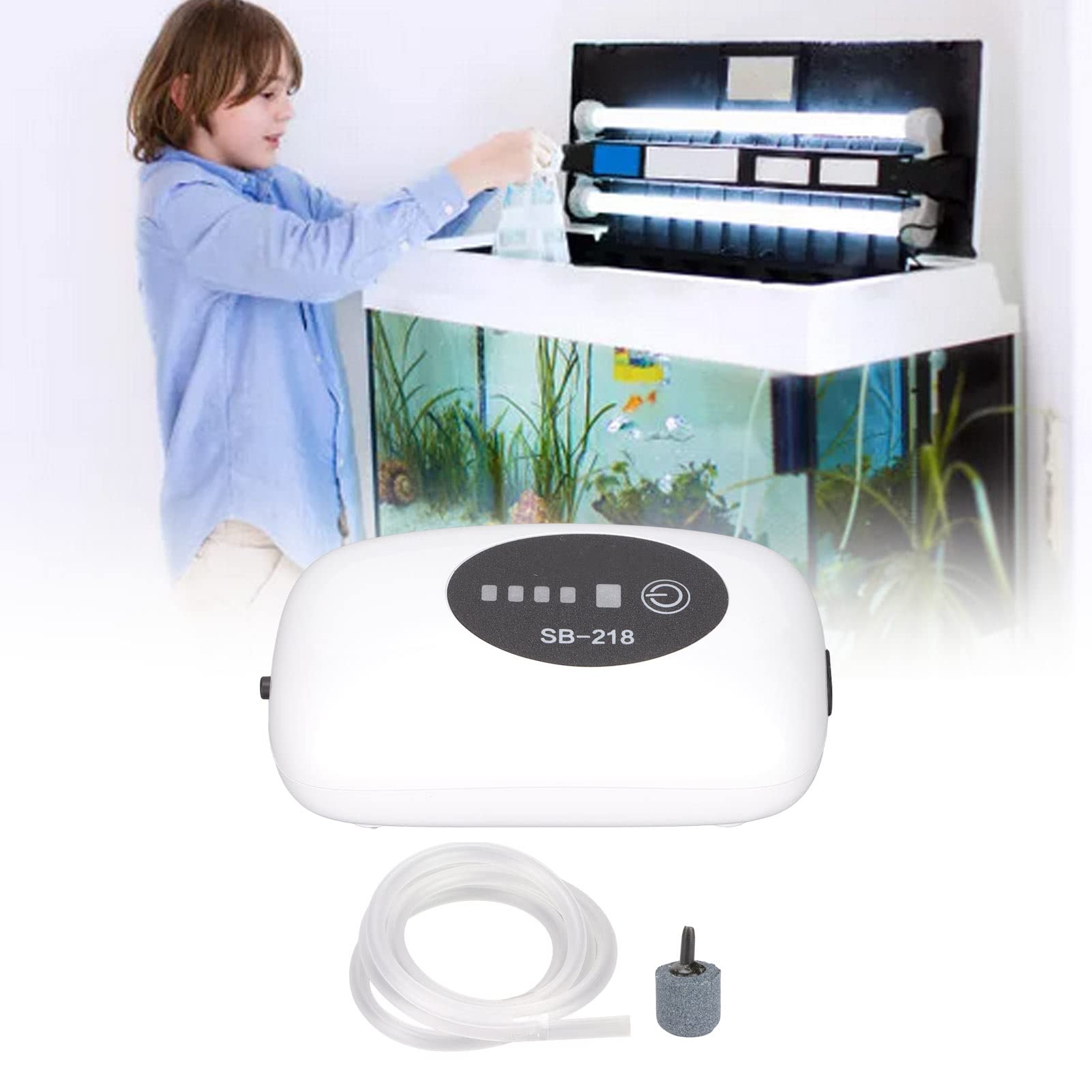 Rechargeable Aquarium Air Pump - Dual Mode Portable Fish Tank Oxygen Pump with Shock Absorption & Energy Saving - Perfect for Indoor Aquariums, Fish Tanks, and Home Decoration