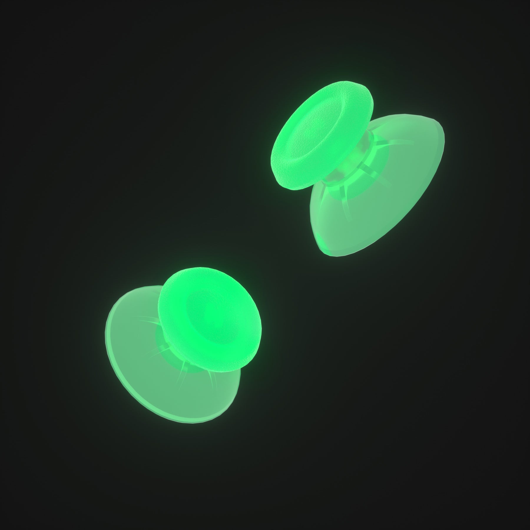 eXtremeRate Glow in Dark Green Dual Color 3D Replacement Joystick Thumbsticks for PS4 Slim/Pro Controller - Includes Phillips Screwdriver (P4J0133) | Perfect for Gaming in Low Light & Nighttime Play