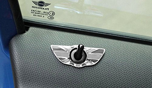 Black Union Jack Style Wing Emblem Rings for MINI Countryman & Paceman Door Locks - British Flag Car Accessories for Customization & Personalization - Perfect for MINI Enthusiasts & Car Modifications
