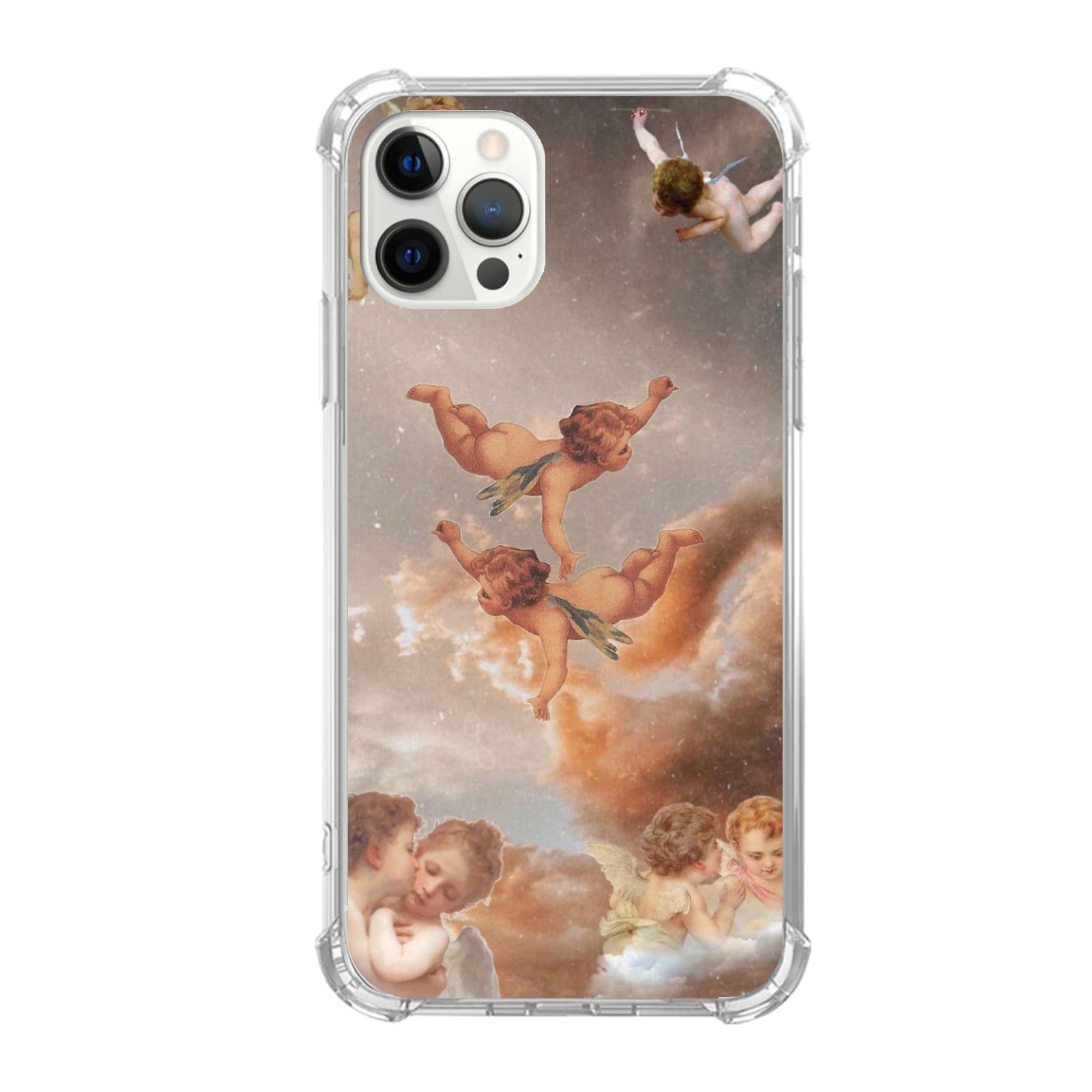 Baby Angels iPhone 12 Pro Max Case - Cute Love Angels First Kiss Protective Cover for Women & Girls | Trendy TPU Bumper Case for Everyday Use & Gift Giving