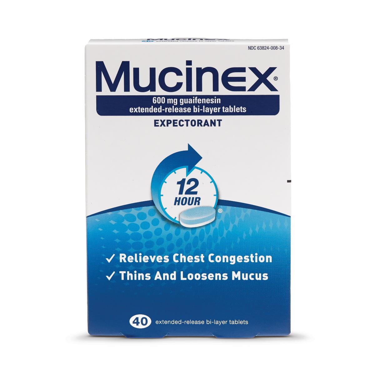 Mucinex Maximum Strength Expectorant Tablets - Fast-Acting Chest Congestion Relief for Adults - Day & Night Use for Cough & Cold Symptoms