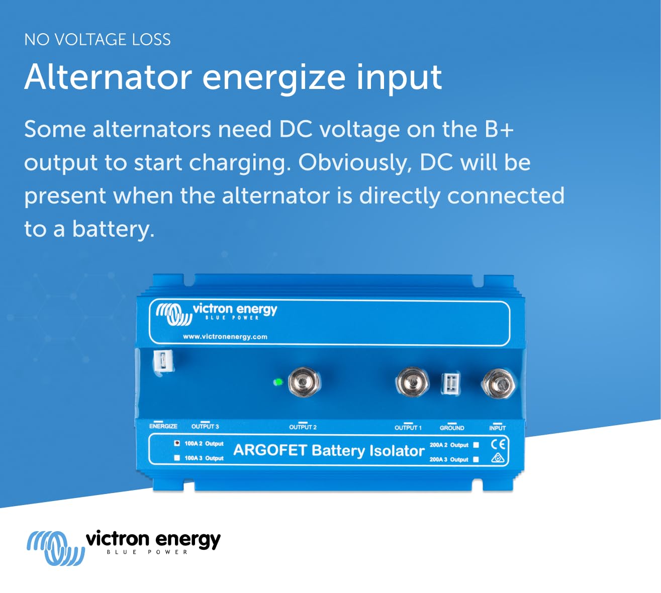 Victron Energy Argofet 100-2AC Battery Isolator - 100A Dual Battery Charging System for RVs, Boats & Marine Applications | 12V/24V DC Power Management Solution