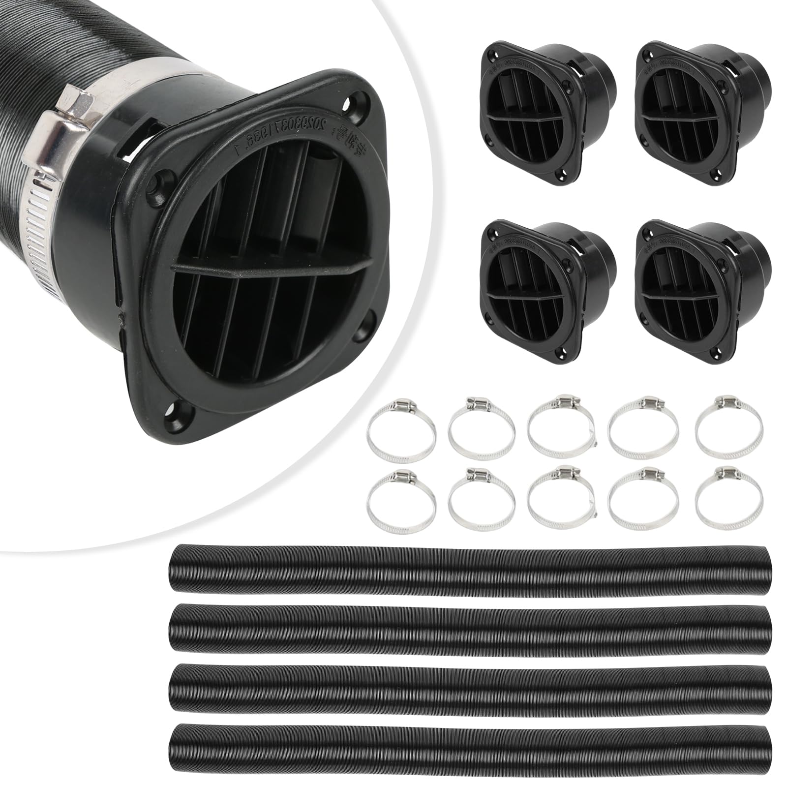42mm Diesel Heater Ducting Hose - Flexible Exhaust Pipe for Webasto & Eberspacher D4 5KW Parking Heaters - 4 Hole Auxiliary Heater with Air Outlet - Perfect for RV, Camper, Truck & Marine Heating Systems