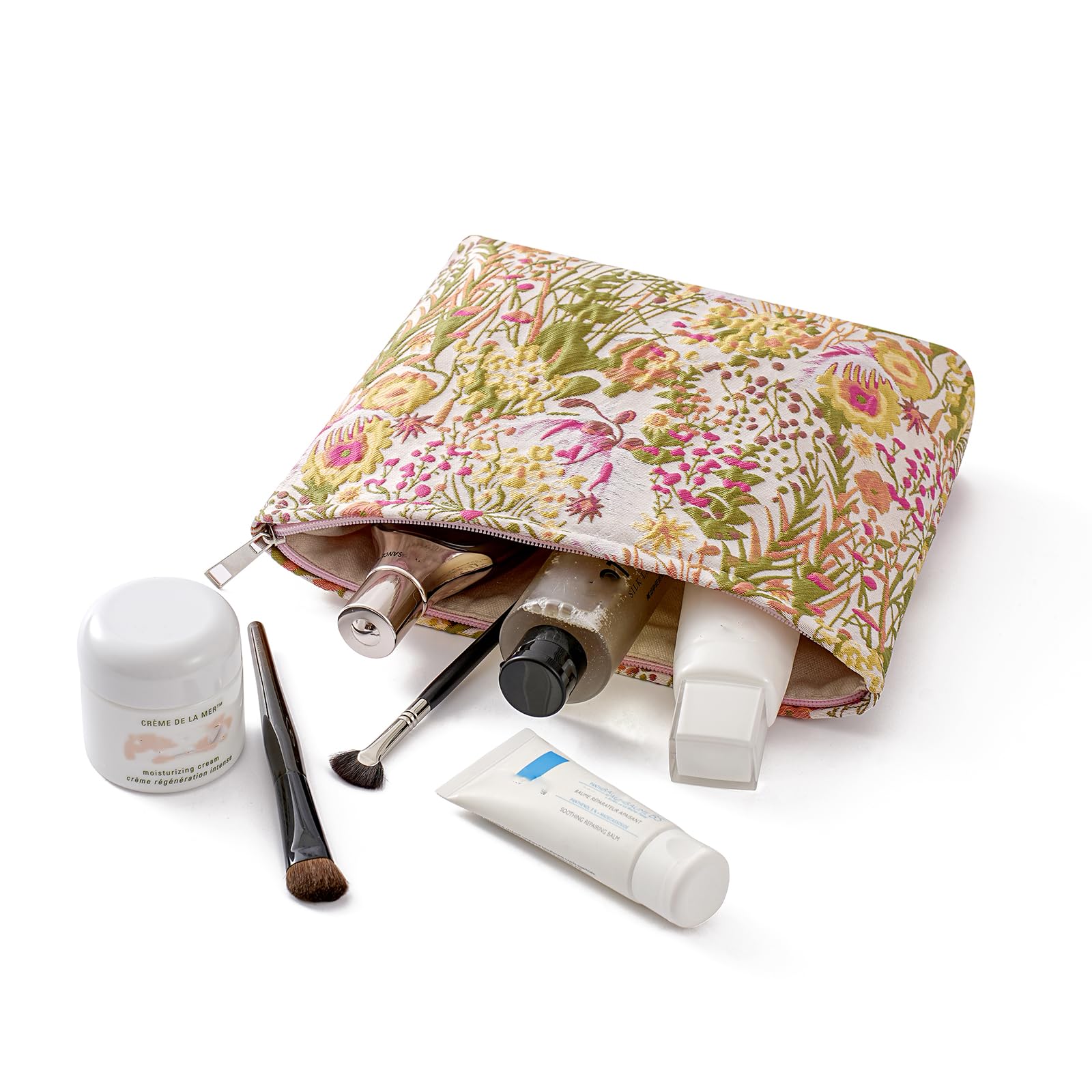 Floral Makeup Bag for Women - Large Capacity Cosmetic Organizer for Travel & Purse