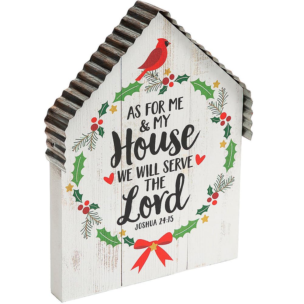 Joshua 24:15 Christmas Tabletop Sign - Religious Holiday Decor for Christian Celebrations, Home & Church Decoration - Perfect for Mantels, Tables, Christmas Displays & Gifts - Inspirational Seasonal Decor for Family Gatherings & Faith-Based Events