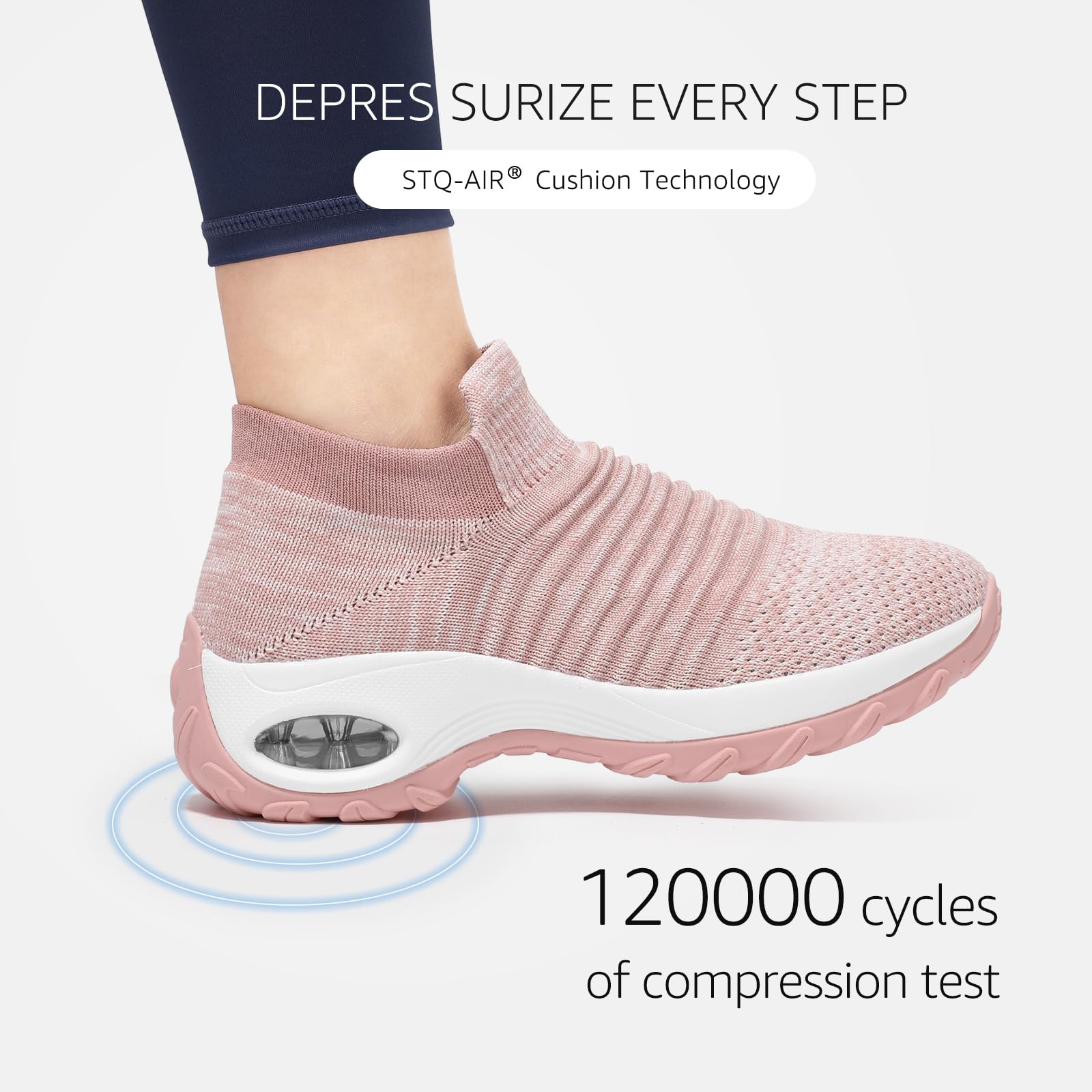 HKR Women's Slip-On Walking Shoes - Breathable Mesh Upper, Cushioned Sock Sneakers with Arch Support - Lightweight & Comfortable for Walking, Travel, Work - Dark Pink Size 8