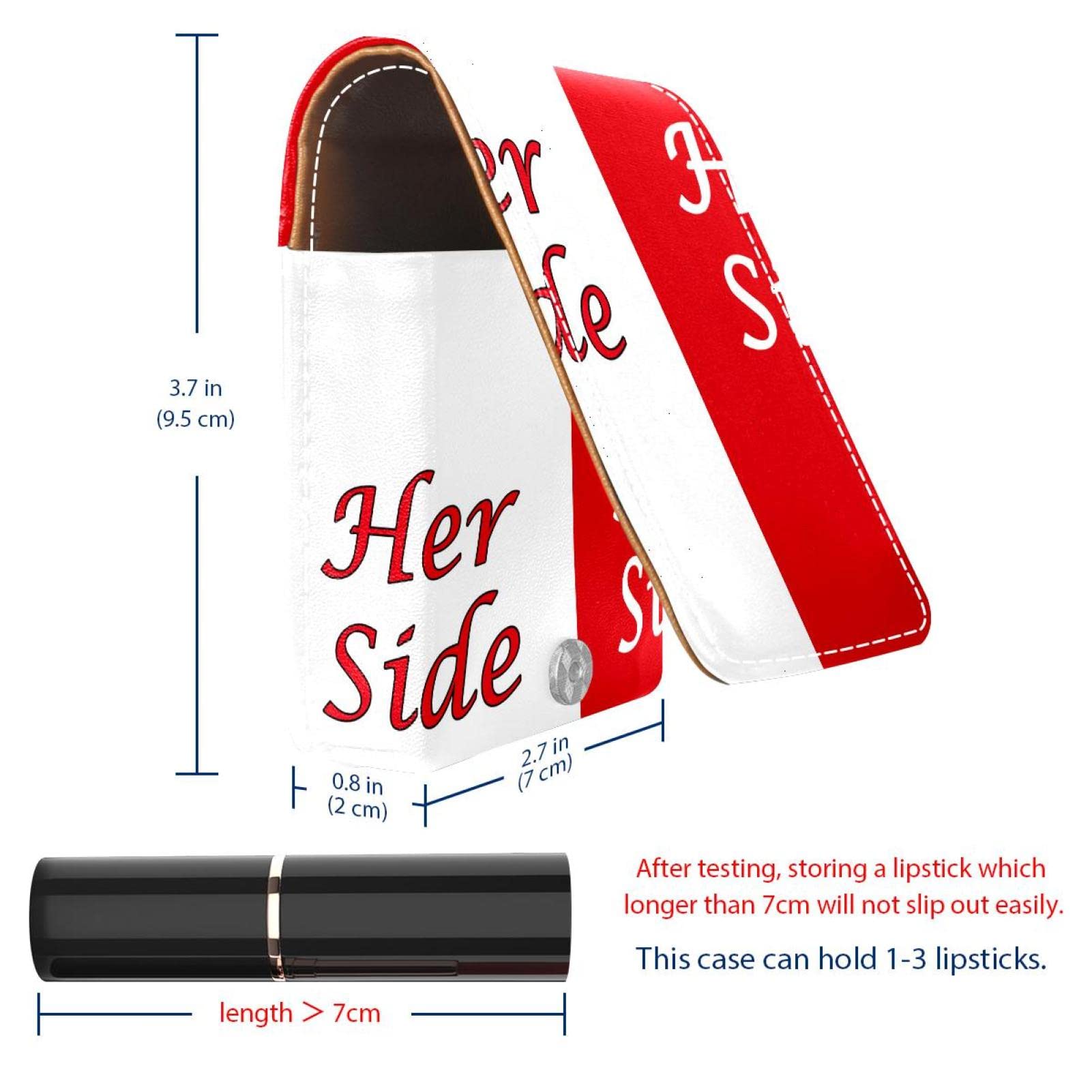 Personalized Lipstick Case - Portable Makeup Bag & Cosmetic Pouch Organizer for Women and Men (His & Hers) - White & Red - Perfect for Travel, Home Storage & Gift Giving