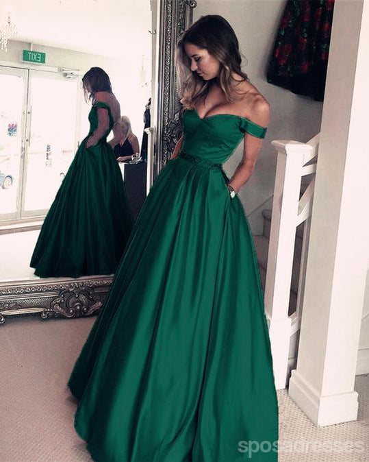 Emerald Green Off The Shoulder Long Evening Prom Dresses for Women - Custom Made Formal Gowns for Special Occasions, Weddings & Parties | Style 17387