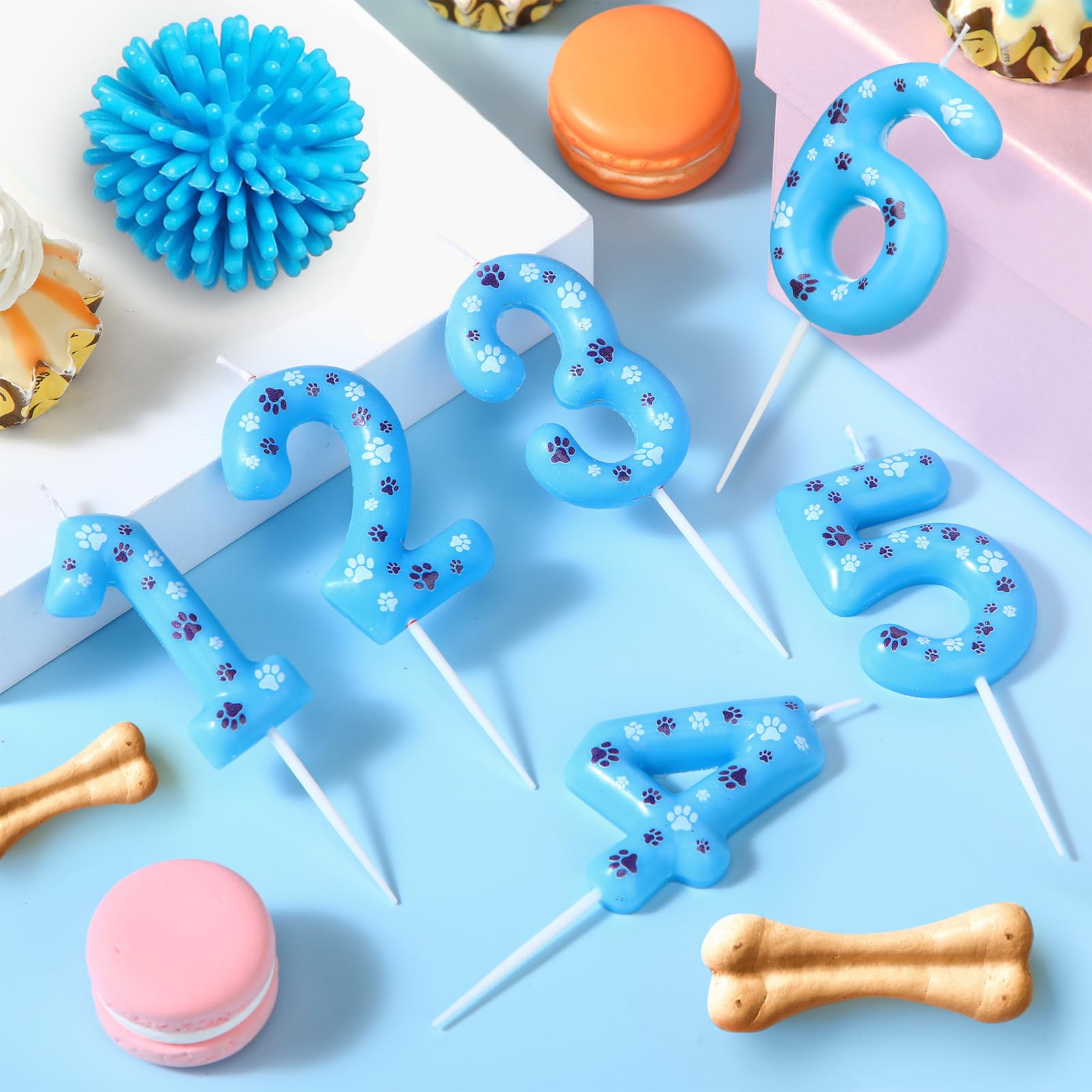 Blue Dog Paw Birthday Candles - Number 2 Cake Topper for Dog Themed Parties