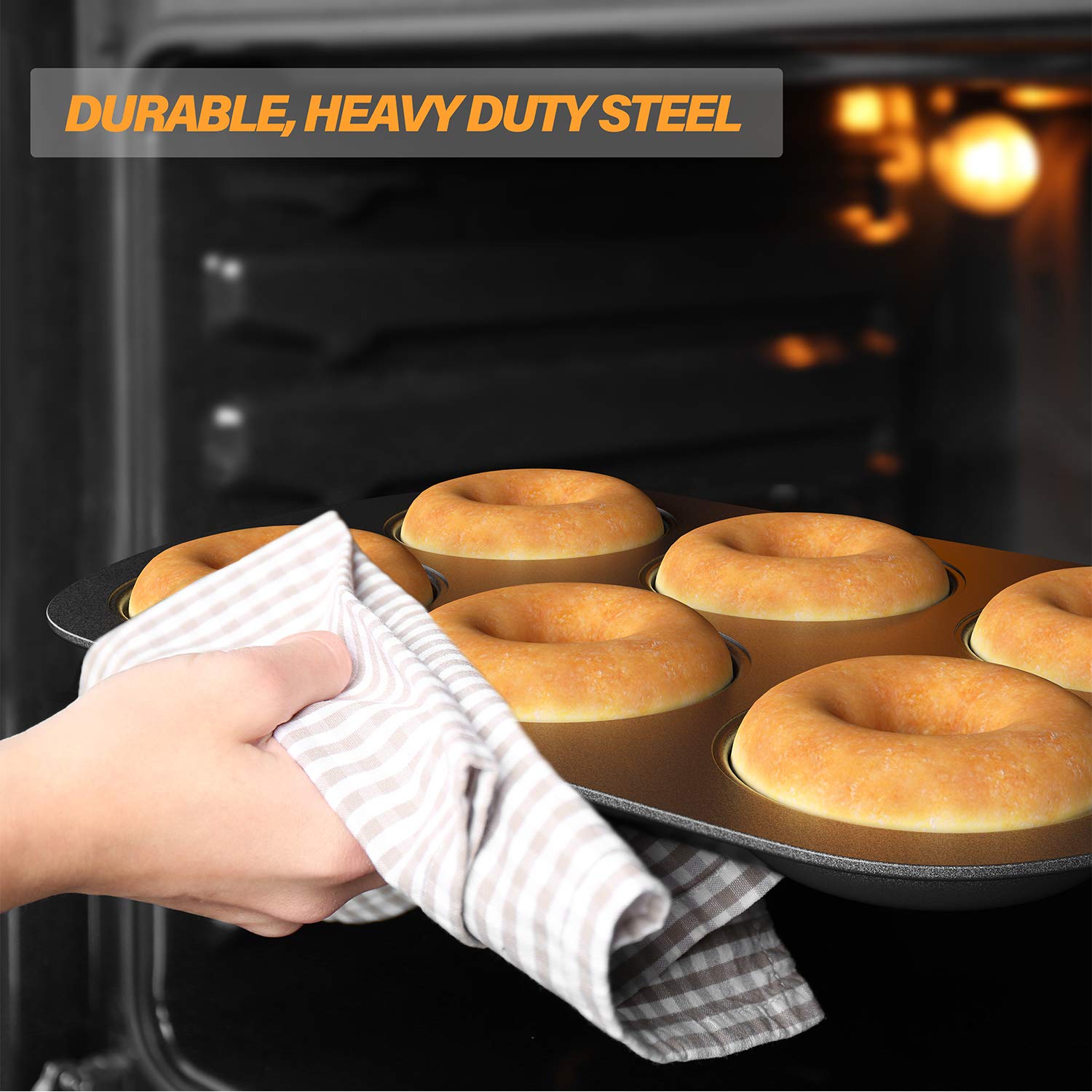 Non-Stick 6-Cavity Donut Baking Pans - Set of 3, Makes 3.25