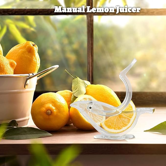 Acrylic Manual Lemon Juicer - Portable Transparent Hand Press for Orange, Lime & Pomegranate - Elegant Bird-Shaped Fruit Squeezer (2-Pack) - Perfect for Cocktails, Baking & Healthy Juicing at Home