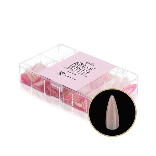 Apres Gel X Nail Extension Kit by Yoko - Natural Stiletto Medium Length with Base Coat - Professional Salon Quality Press On Nails for Home Manicure & Special Occasions