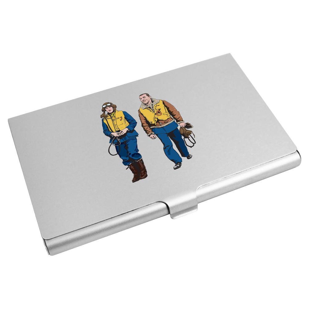 WW2 Pilots Vintage Style Leather Business Card Holder & Credit Card Wallet - Azeeda CH00016014 | Perfect for Office, Travel, and Gift Giving