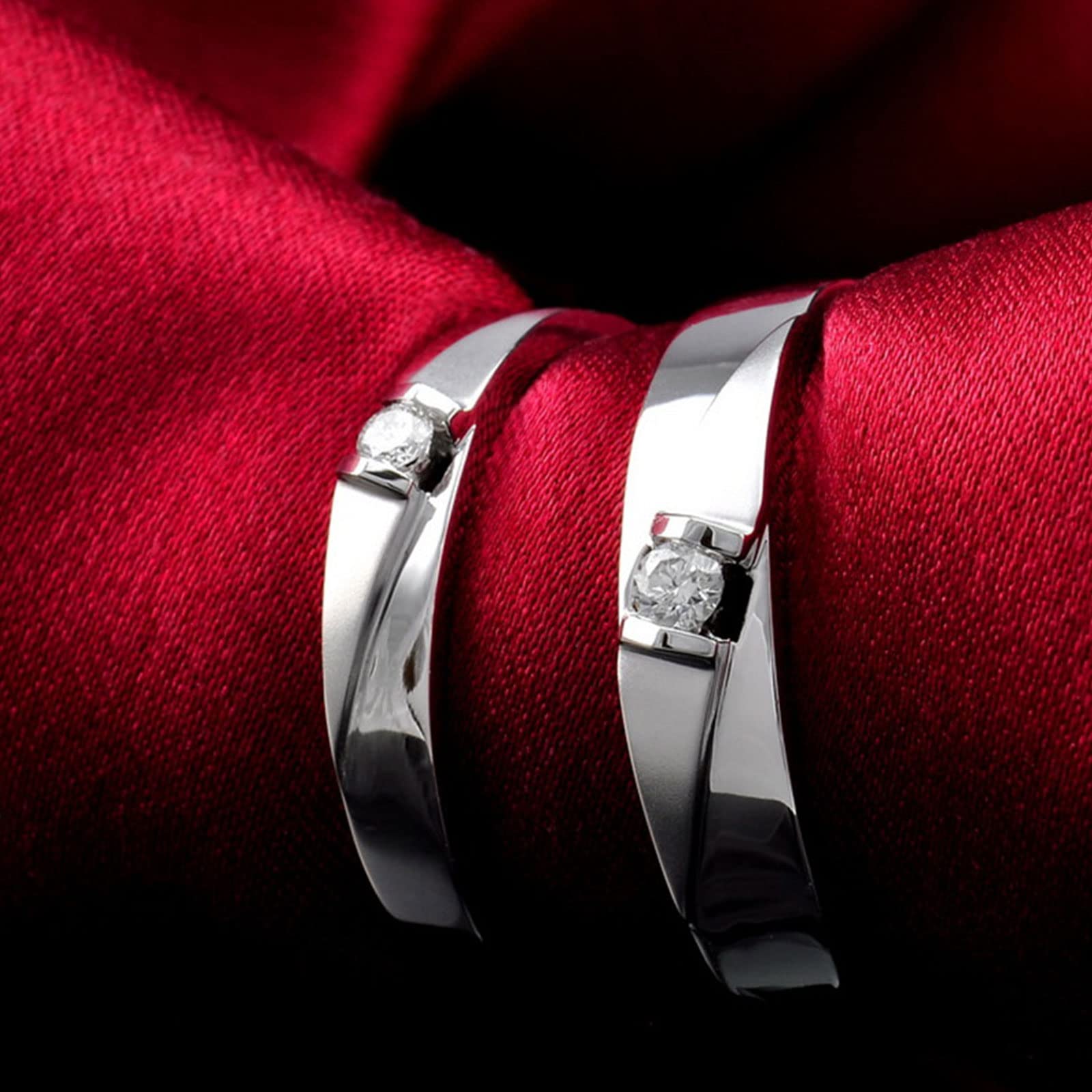 Diamond Matching Couples Rings for Him and Her - Sterling Silver/10K/14K/18K Wedding Promise Rings with Free Engraving | Perfect for Anniversaries, Engagements & Romantic Gifts