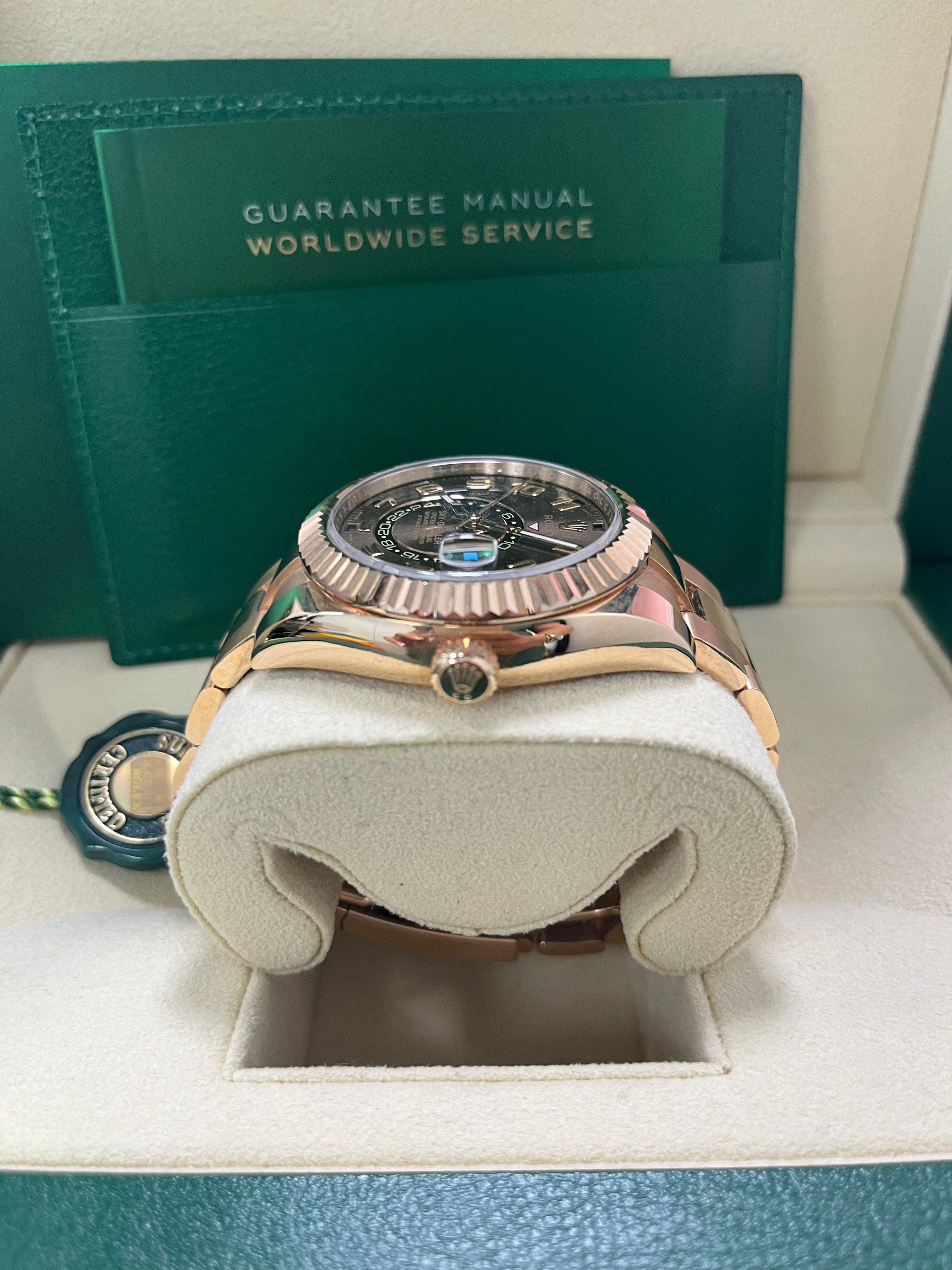 Rolex Sky-Dweller 42mm 18k Rose Gold Watch with Chocolate Sunray Arabic Dial Ref.326935 - Luxury Men's Watch for Business, Travel & Special Occasions