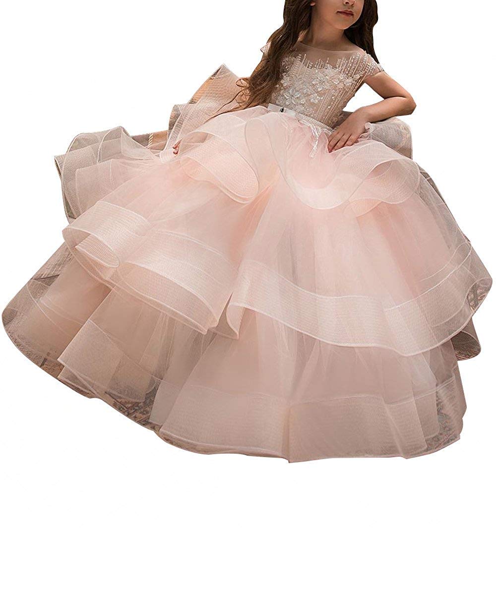 Elegant Long Little Girls Pageant Dresses for Wedding, First Communion, Prom & Special Occasions - Ball Gown for Kids Birthday Party, Dance Recital & Formal Events